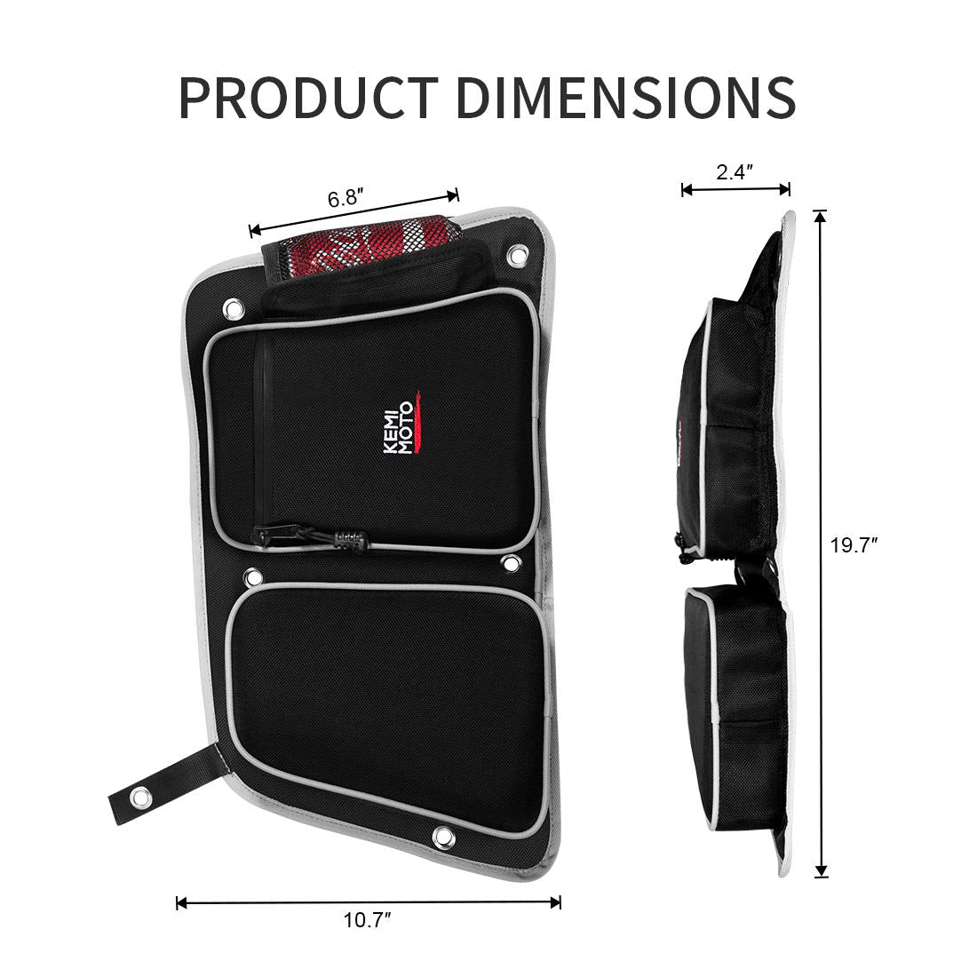 Photo of Rear Door Bags with Knee Pad for Polaris RZR XP 4 1000 2014-2023 by Kemimoto - Premium for UTVs / Side by Sides