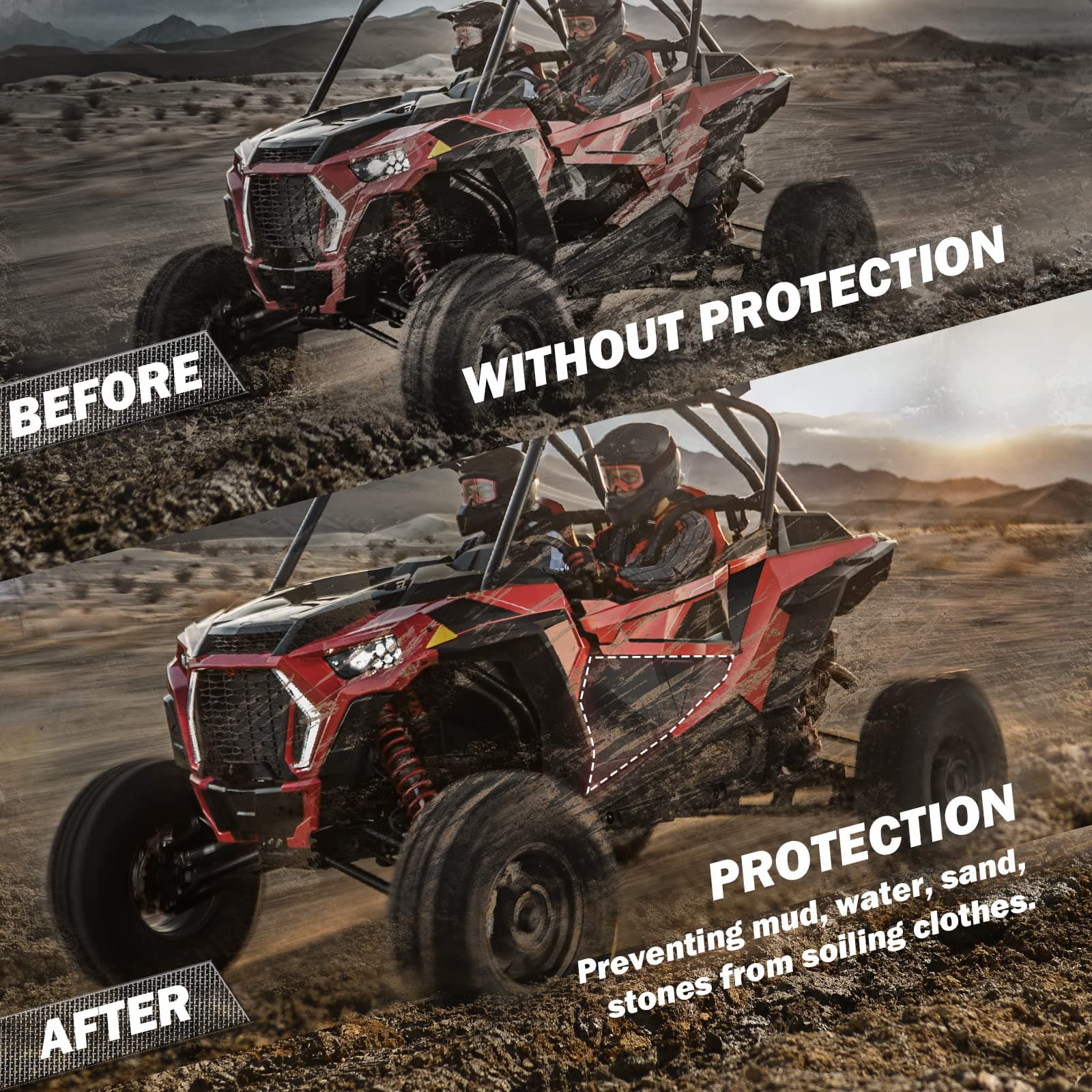 Photo of Lower Door Panel Inserts for Polaris RZR S 900/S 1000/XP 1000/XP Turbo by Kemimoto - Premium for UTVs / Side by Sides