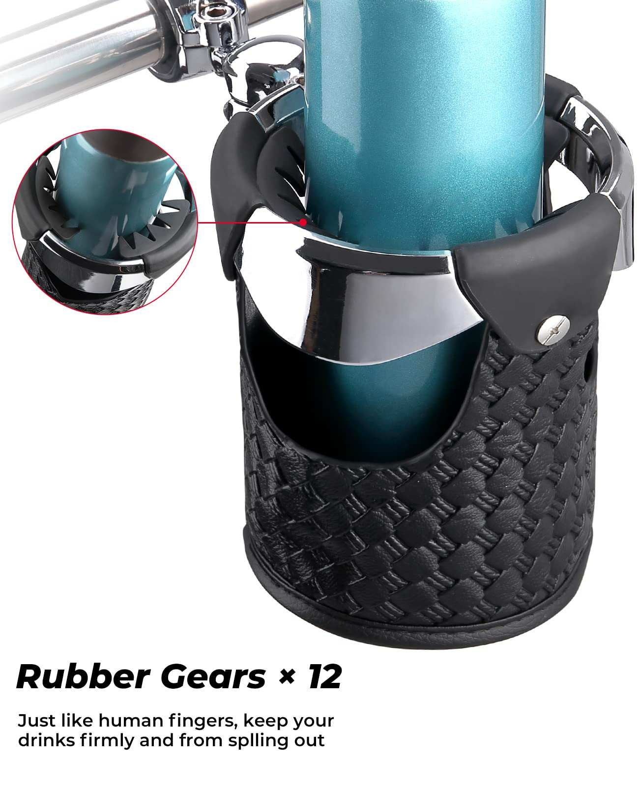 Photo of Motorcycle Handlebar Leather Cup Holders for Harley by Kemimoto - Premium for UTVs / Side by Sides