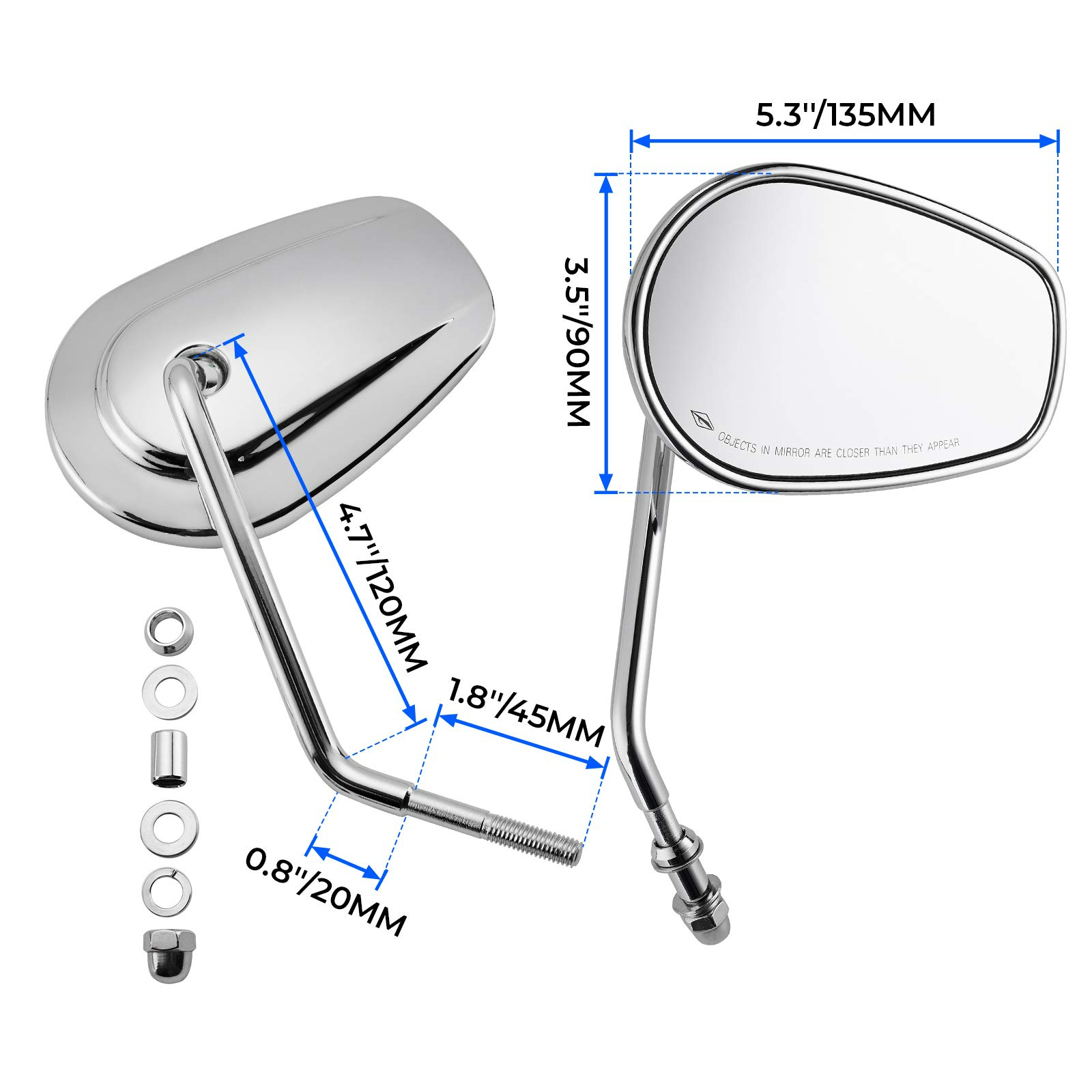 Photo of Side Rear View Mirrors with M8 Thread for Harley by Kemimoto - Premium for UTVs / Side by Sides