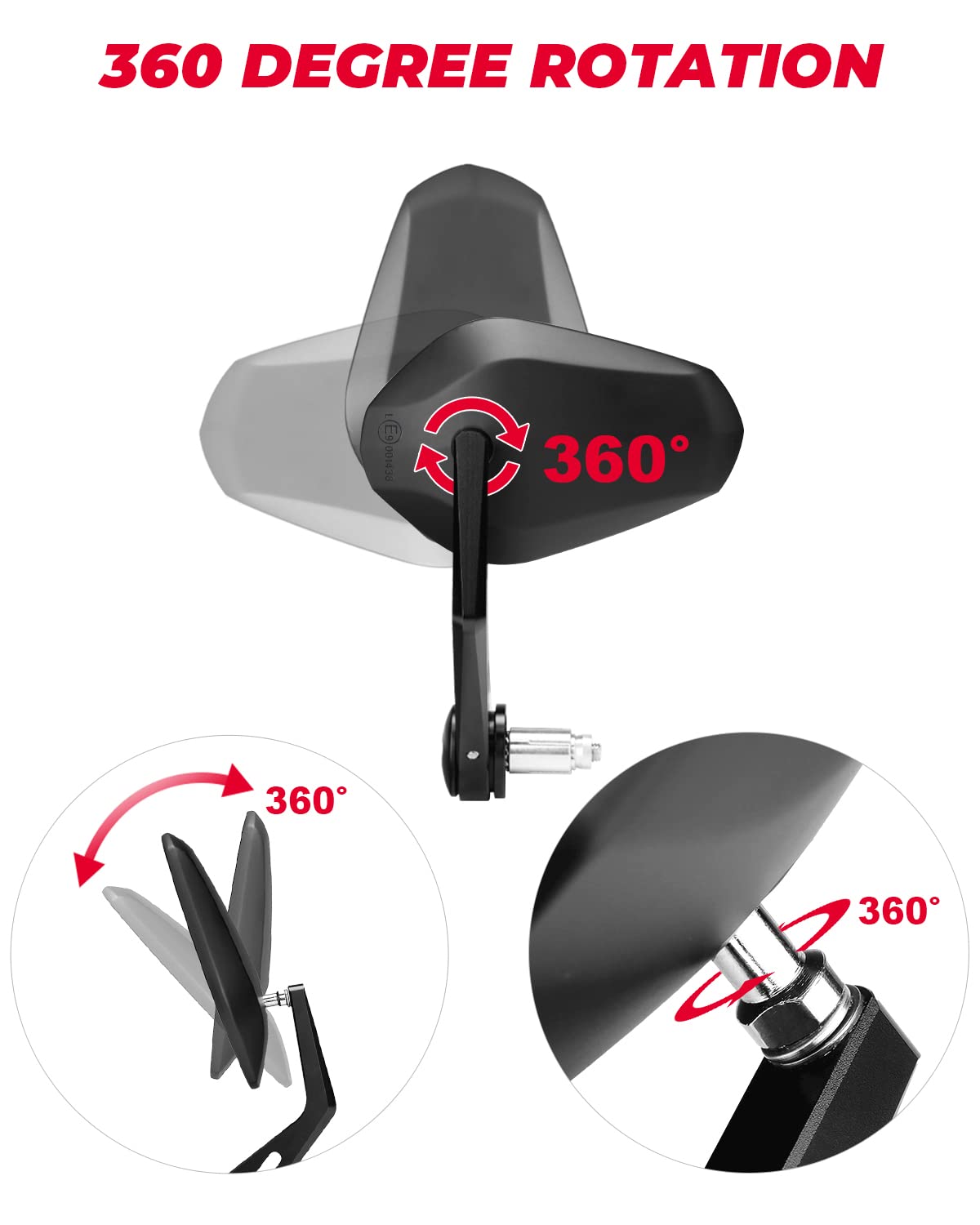 Photo of Motorcycle Bar End Mirrors for Sportster, Softail, Dyna, Road King by Kemimoto - Premium for UTVs / Side by Sides