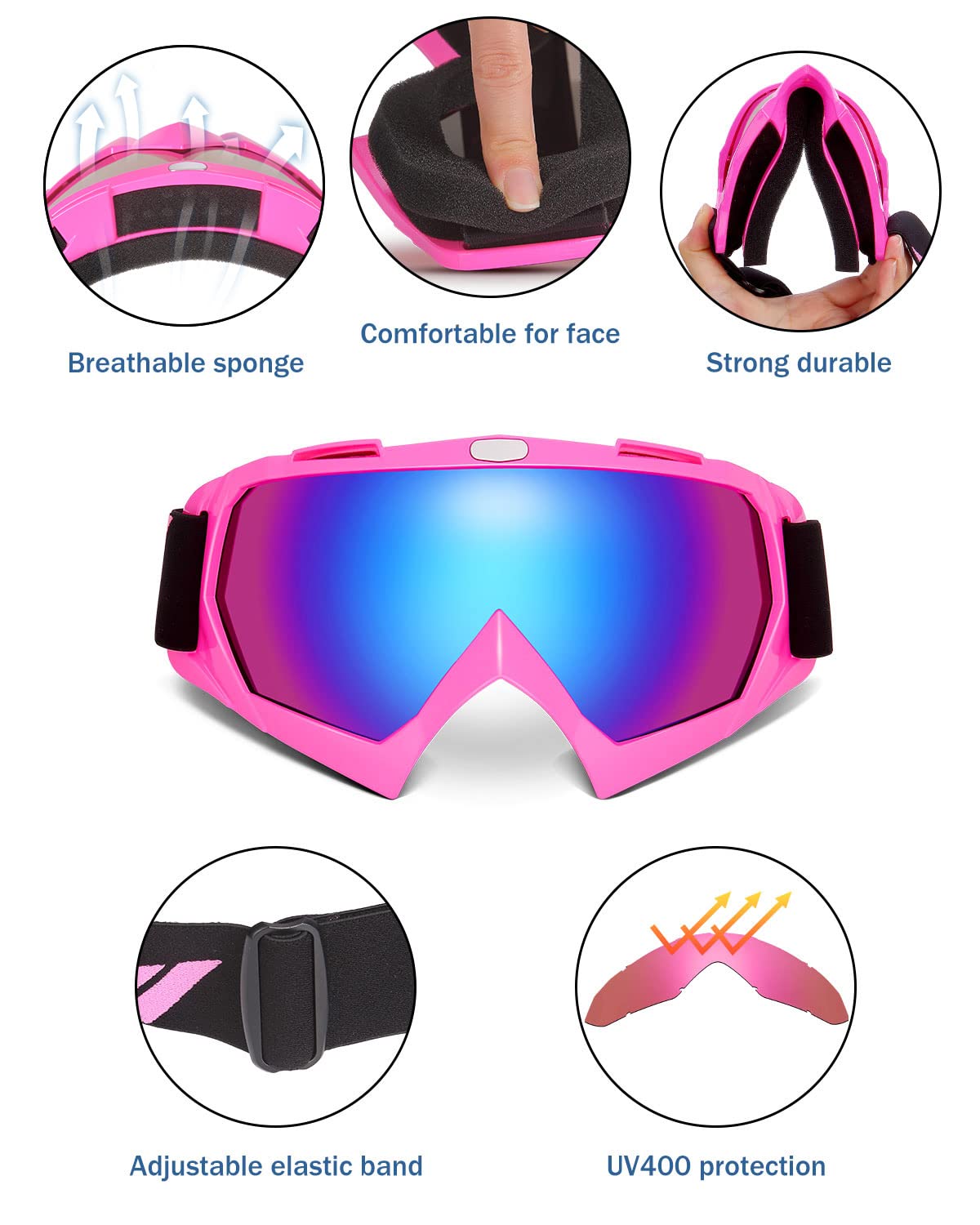 Photo of ATV Motorcycles Rose Riding Goggles by Kemimoto - Premium for UTVs / Side by Sides