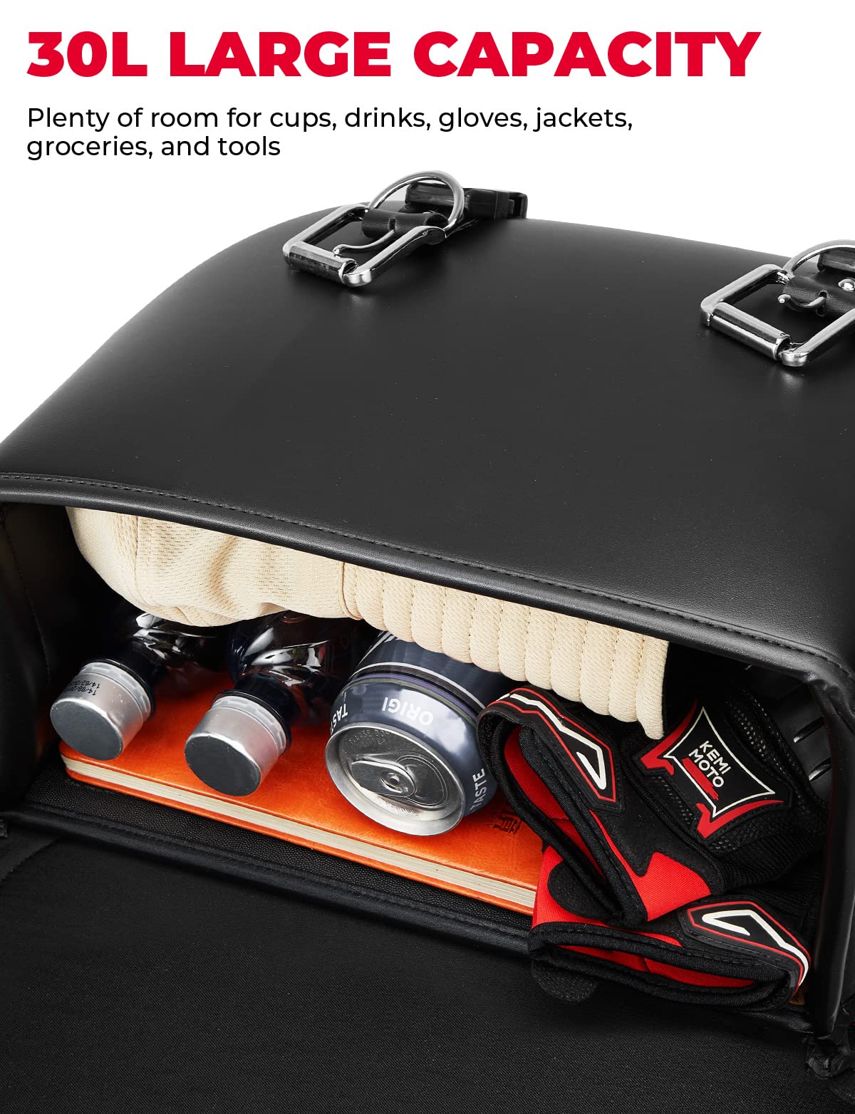 Photo of Motorcycles 30L Large Capacity PU Leather Saddle Bags by Kemimoto - Premium for UTVs / Side by Sides
