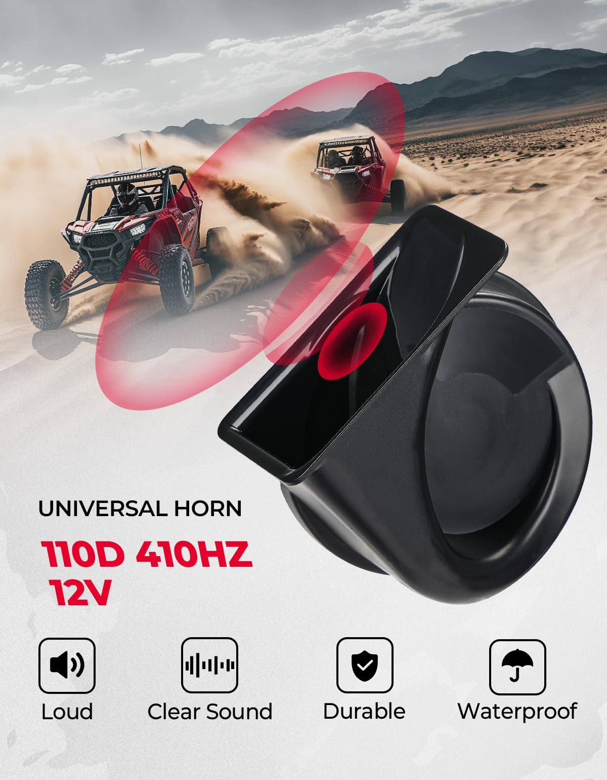 Photo of Universal Plug & Play Turn Signal Kit With Rocker Switch & 110D Horn by Kemimoto - Premium for UTVs / Side by Sides