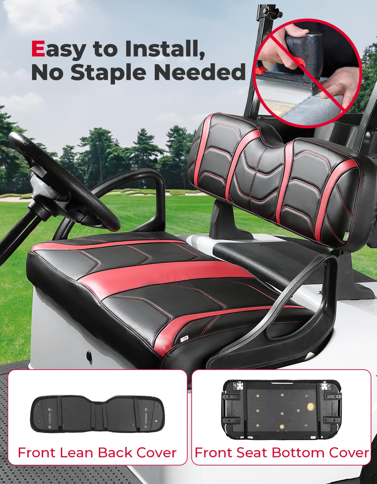 Photo of Golf Cart Front Seat Covers for EZGO RXV OEM Front Seats by Kemimoto - Premium for UTVs / Side by Sides