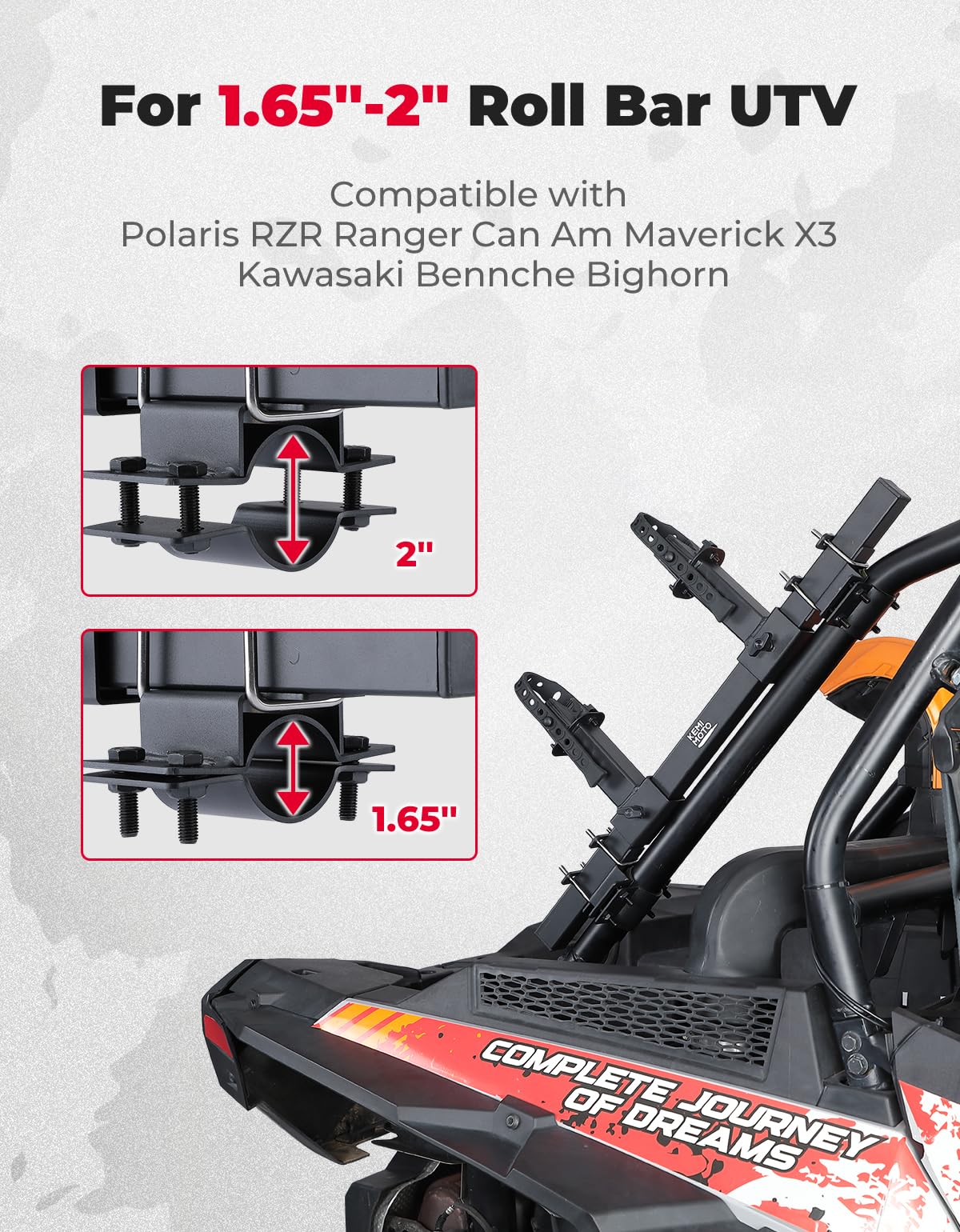 Photo of UTV Ice Auger Holder for 1.65''-2'' Roll Bar by Kemimoto - Premium for UTVs / Side by Sides