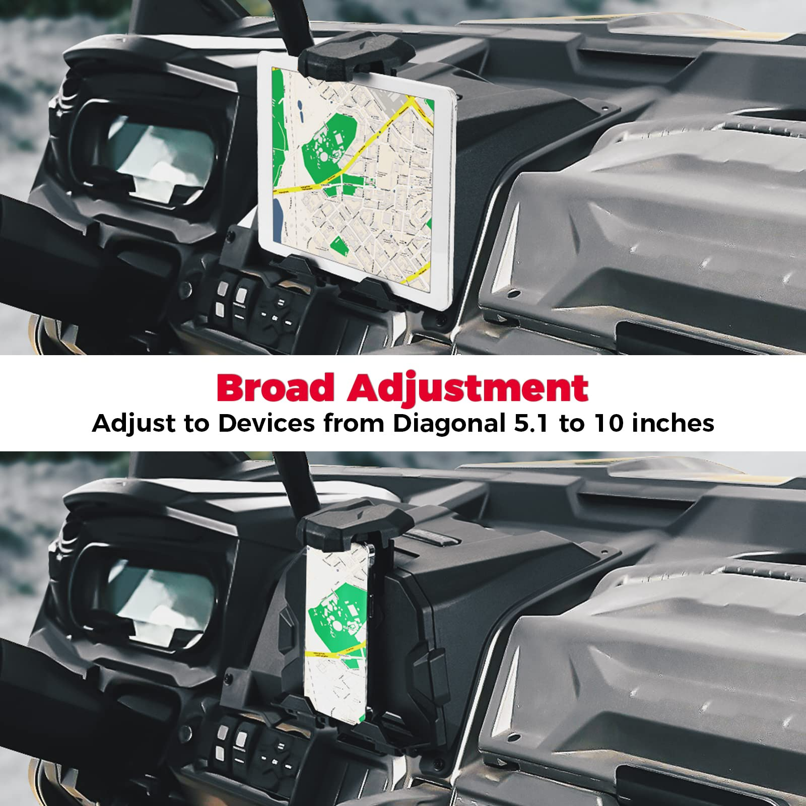 Photo of Electric Device Tablet Holder for Can am Defender HD5/8/10 by Kemimoto - Premium for UTVs / Side by Sides