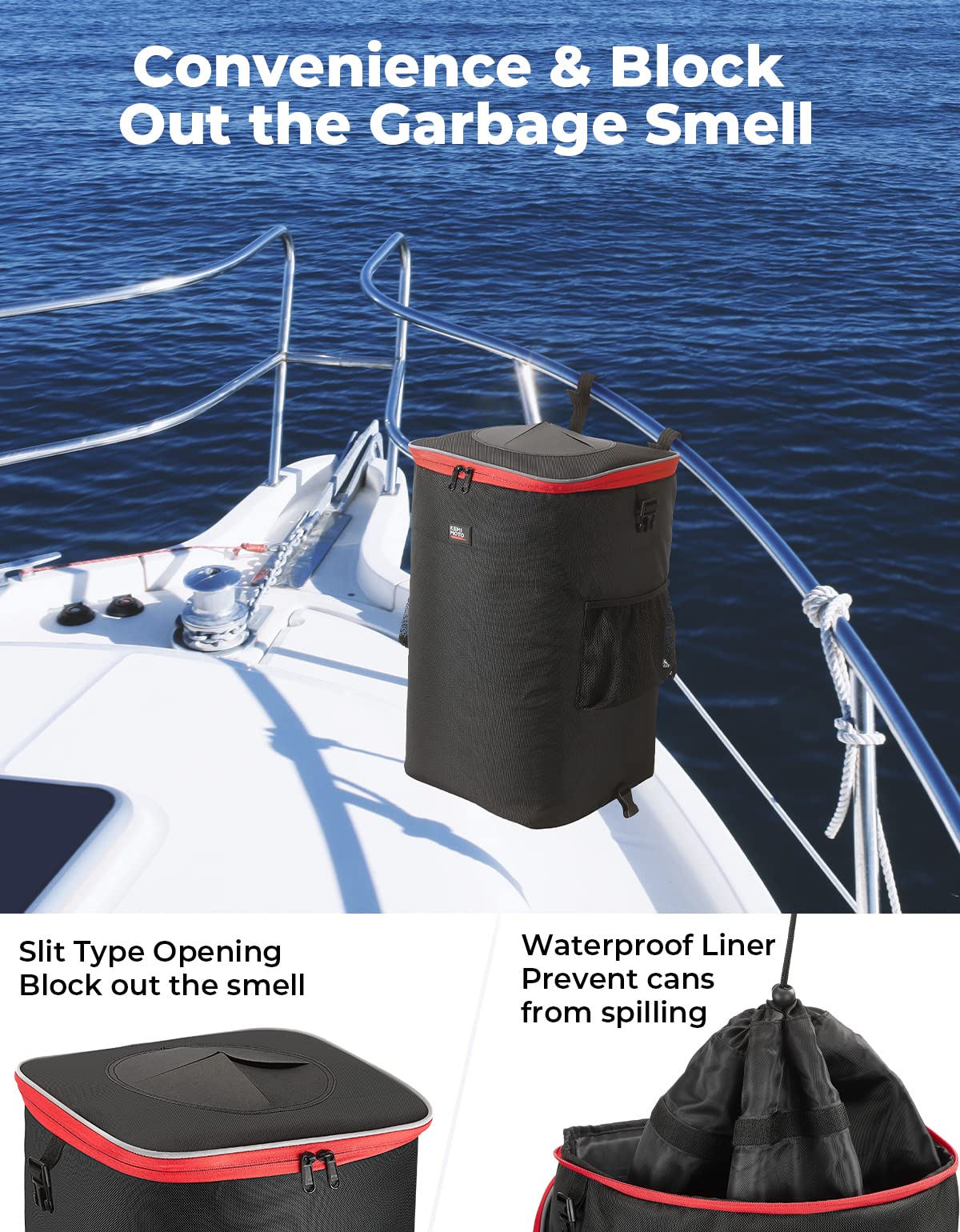 Photo of Portable Trash Can For Boating, Camping, RVing by Kemimoto - Premium for UTVs / Side by Sides