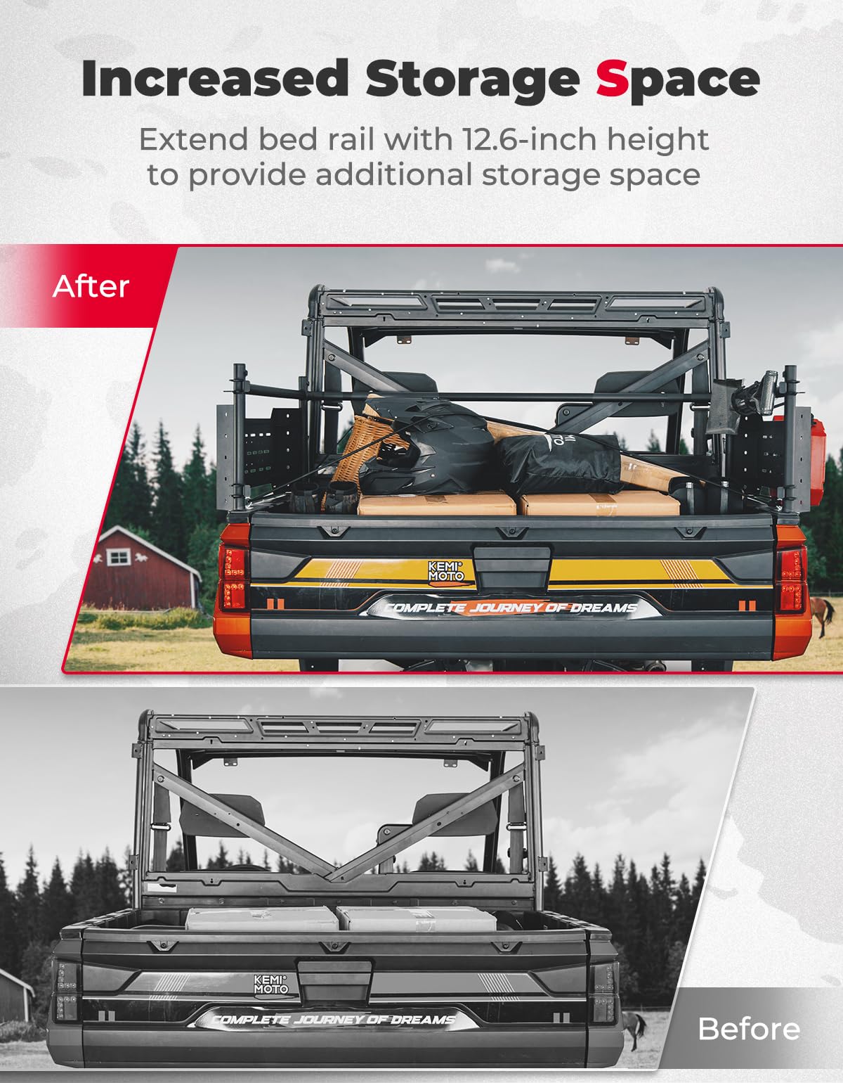 Photo of Kemimoto Heavy Duty Rear Cargo Rack for Polaris Ranger 1000/XP 1000/XP 900/XP 570 by Kemimoto - Premium for UTVs / Side by Sides