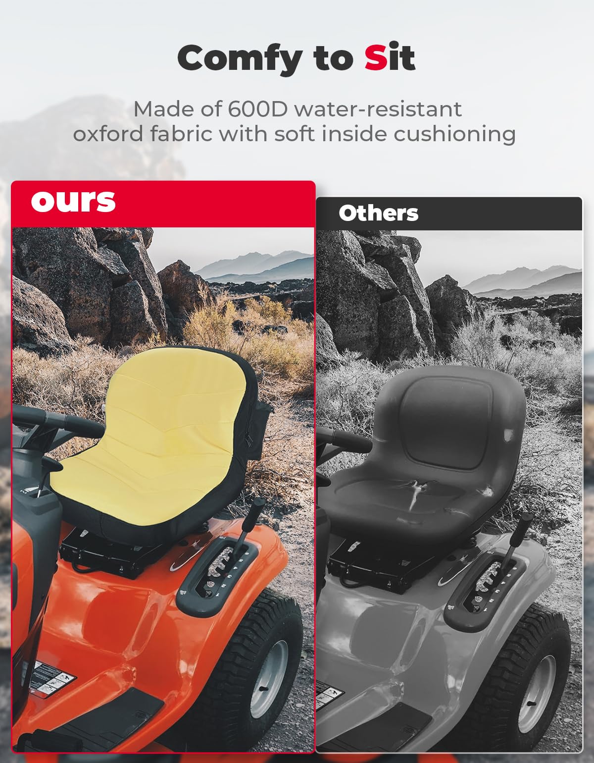 Photo of Universal Riding Lawn Mower Seat Cover For 12.5"-14" High Seats by Kemimoto - Premium for UTVs / Side by Sides