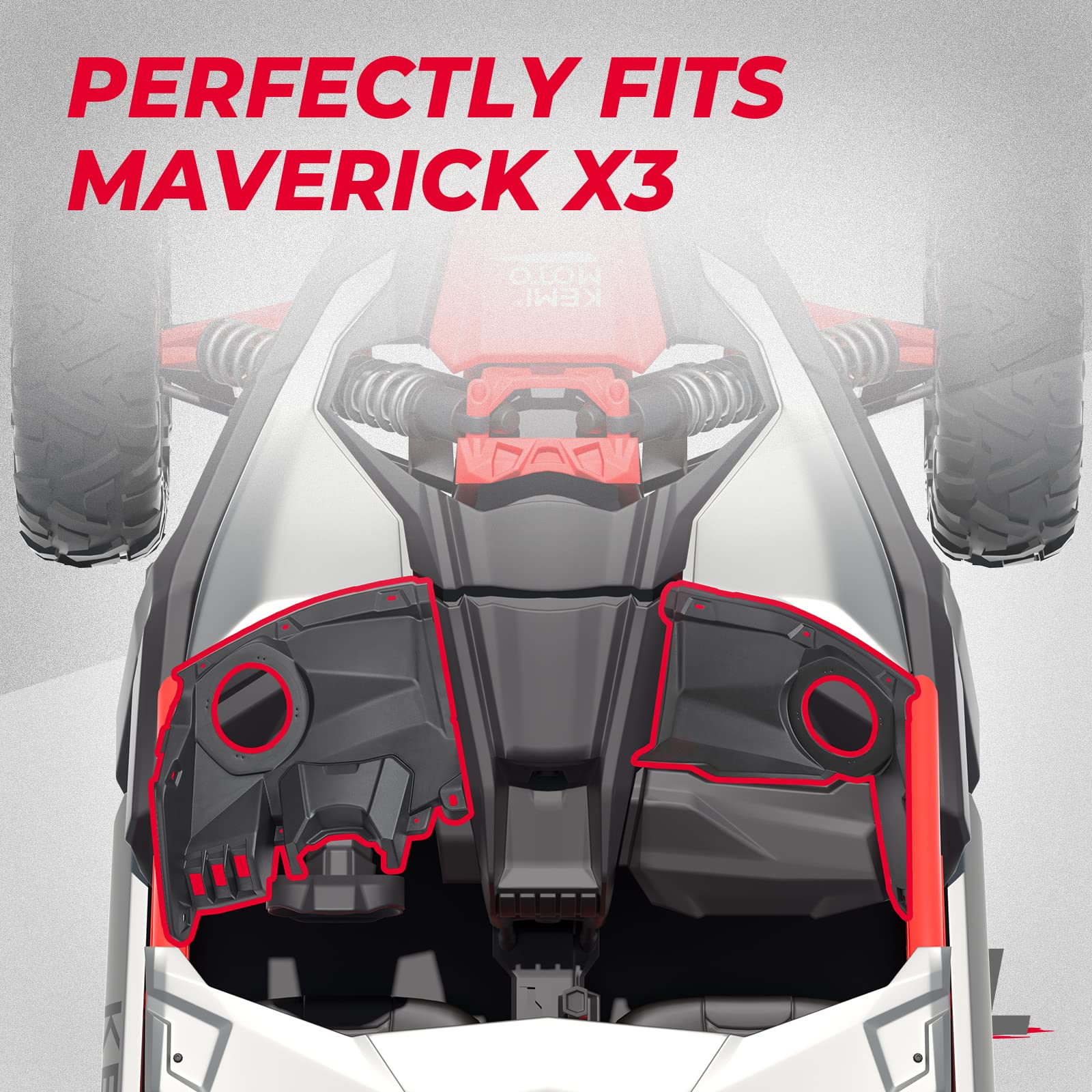 Photo of Front Dash Speaker Pods for Can Am Maverick X3 / X3 Max by Kemimoto - Premium for UTVs / Side by Sides