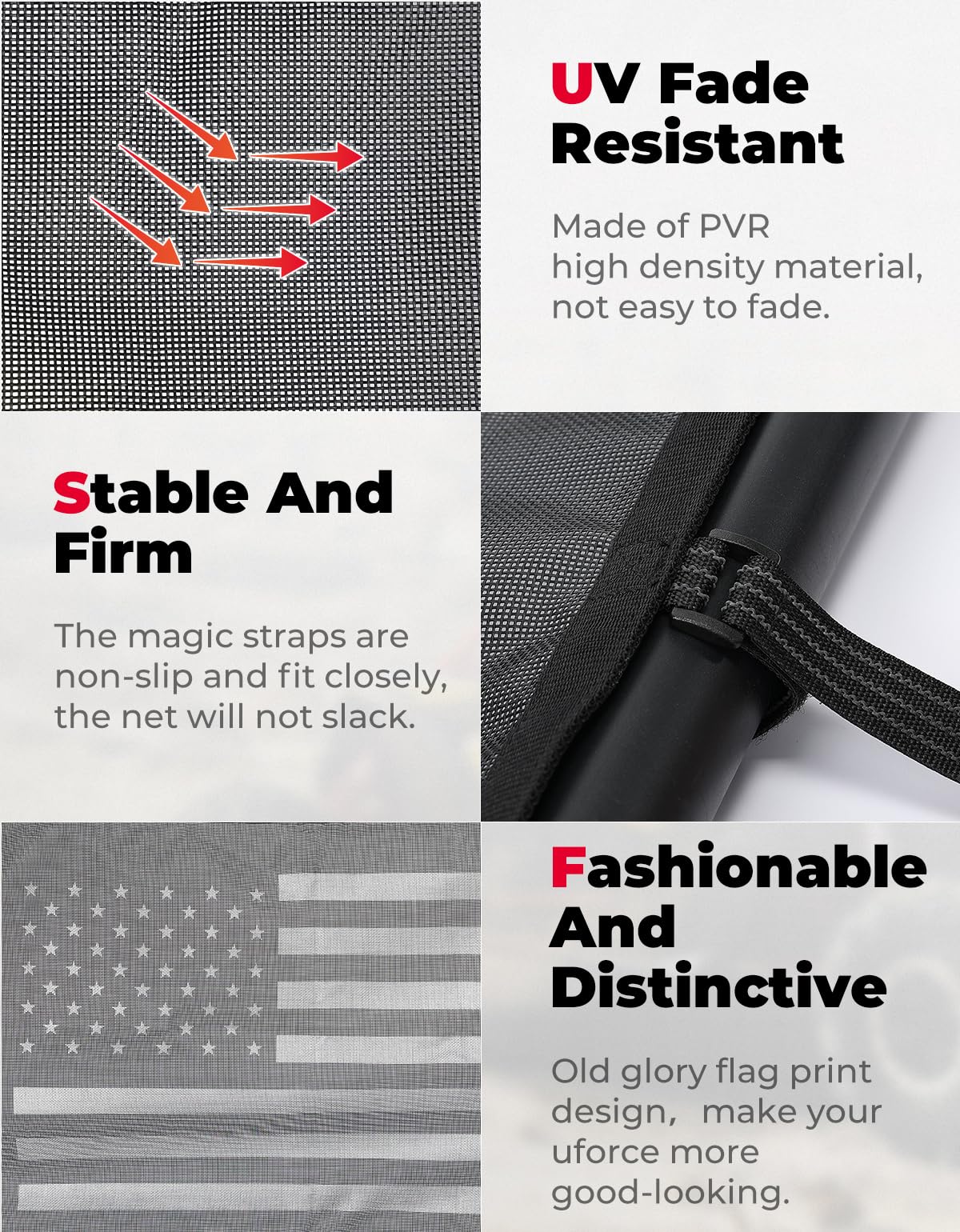 Photo of Rear Window Net Soft Windshield for CFMOTO UForce 1000/ 1000 XL by Kemimoto - Premium for UTVs / Side by Sides