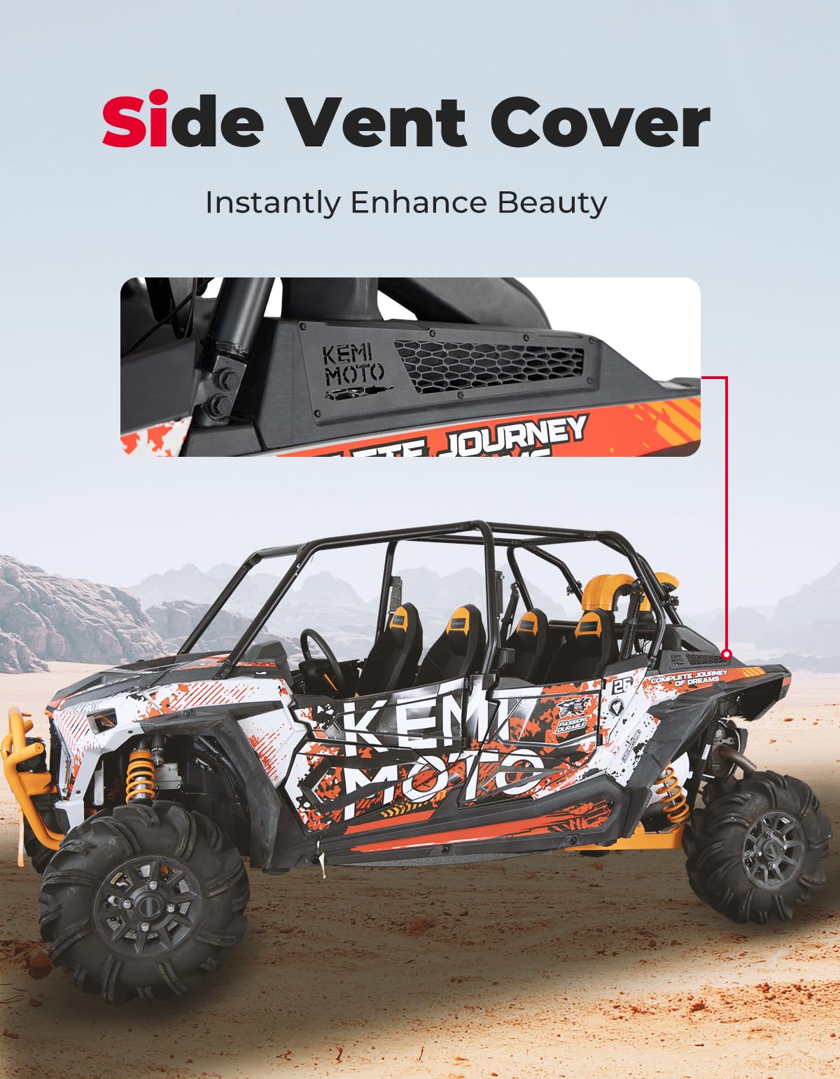 Photo of Side Vent Covers for RZR XP 1000/ 4 1000 (2014-2023) by Kemimoto - Premium for UTVs / Side by Sides