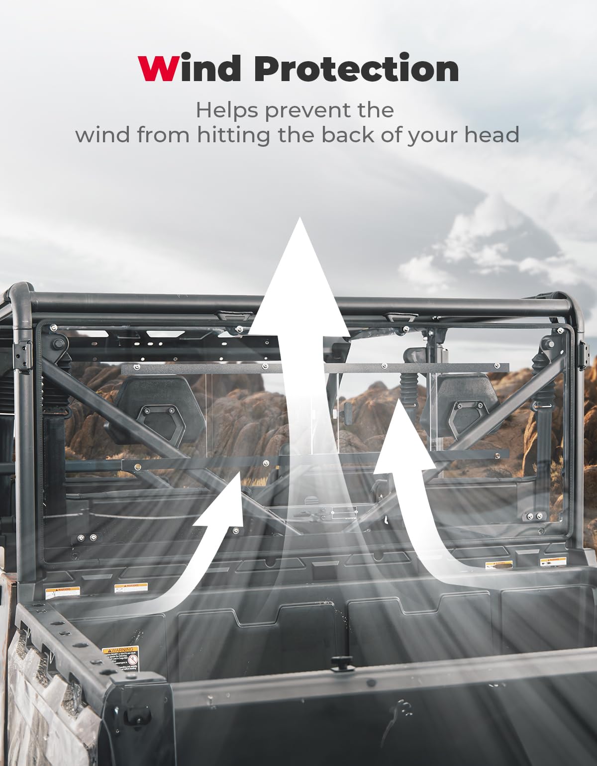 Photo of Rear Sliding Vented Windshield for CFMOTO UForce 1000 / 1000XL by Kemimoto - Premium for UTVs / Side by Sides