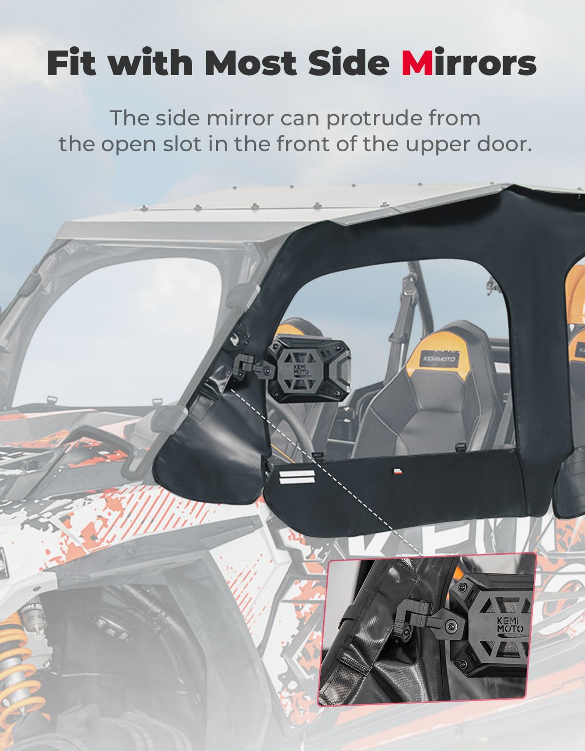 Photo of Soft Upper Door Cab Enclosure Set for Polaris RZR XP 4 1000 2014-2023 by Kemimoto - Premium for UTVs / Side by Sides