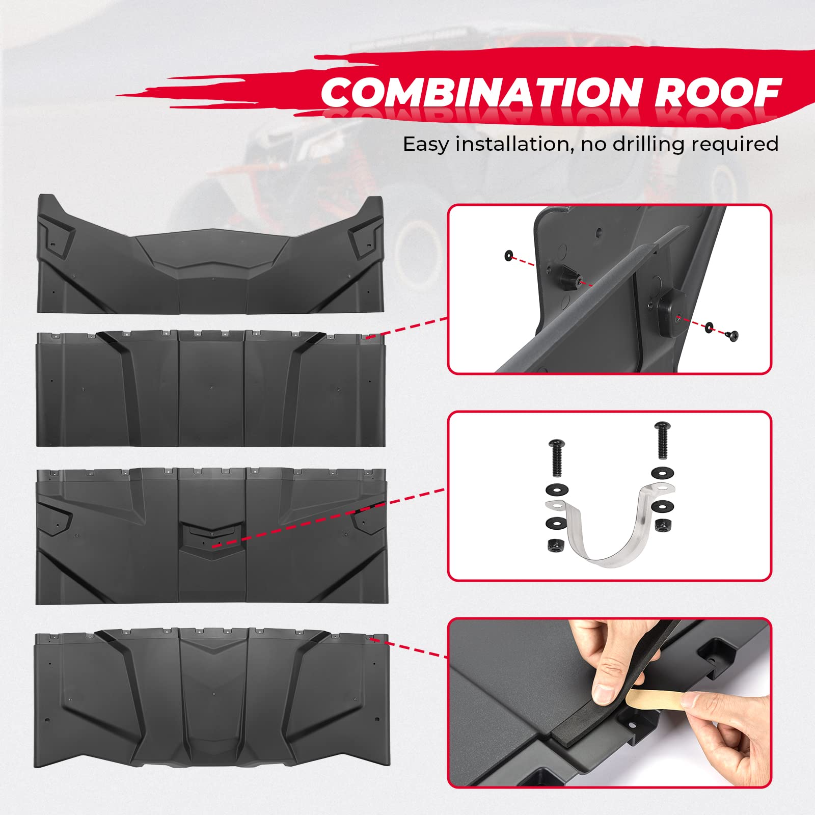 Photo of Kemimoto Hard Roof Top for Can-Am Maverick X3 Max, 4PCS Combination by Kemimoto - Premium for UTVs / Side by Sides