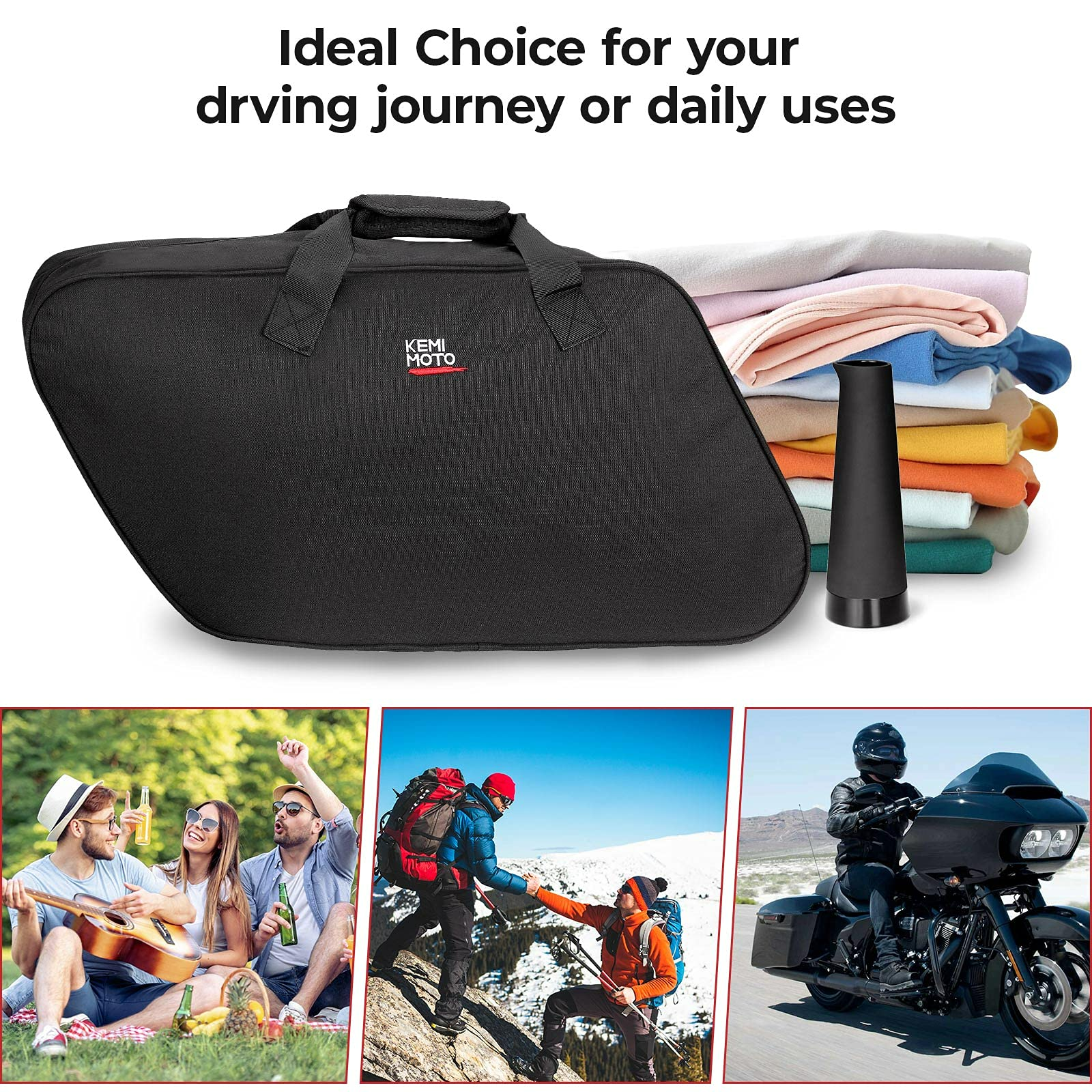 Photo of Motorcycle Saddlebag Liner Bag for Touring Models Street Glide Road by Kemimoto - Premium for UTVs / Side by Sides