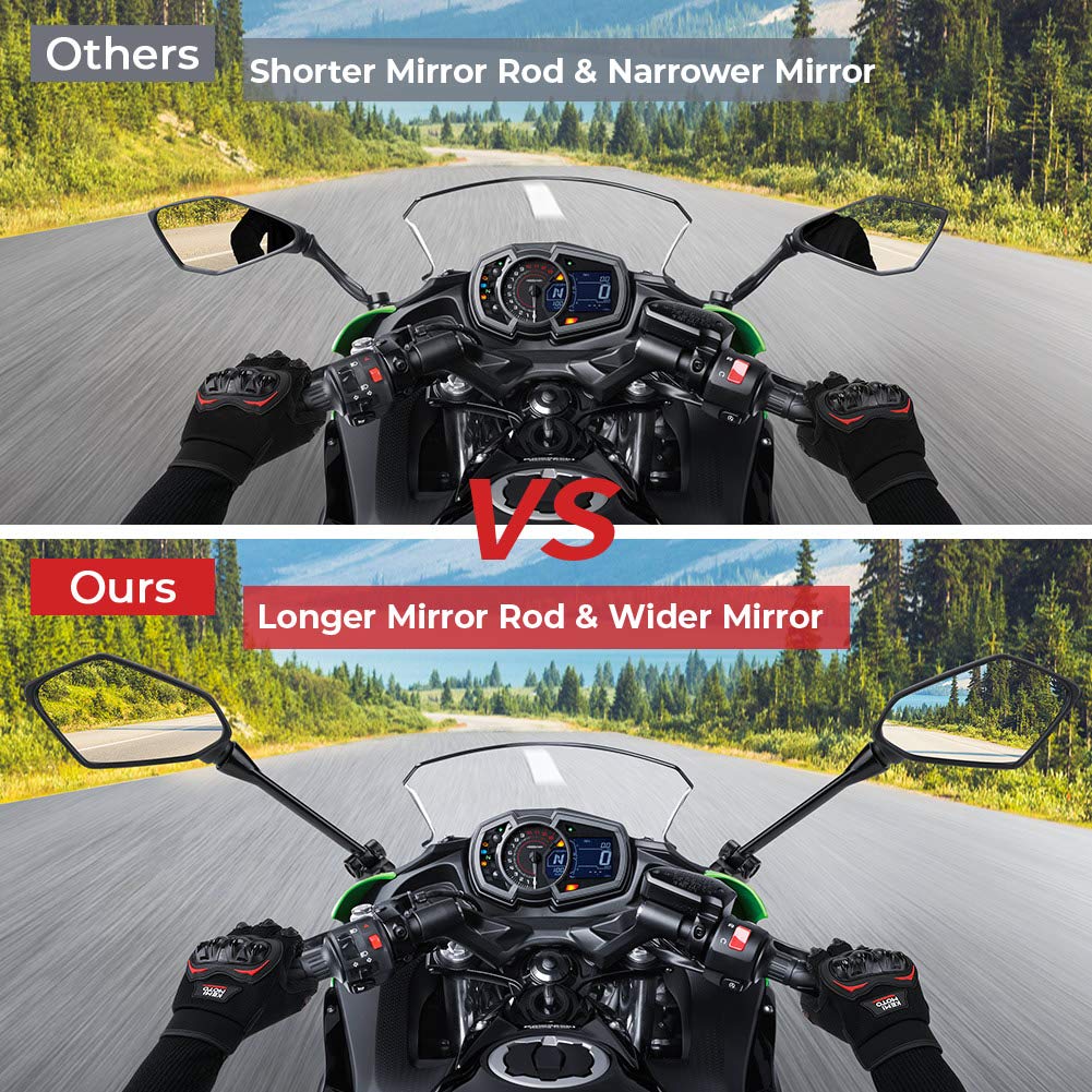 Photo of Motorcycle Mirrors Rear View for Ninja 650R by Kemimoto - Premium for UTVs / Side by Sides