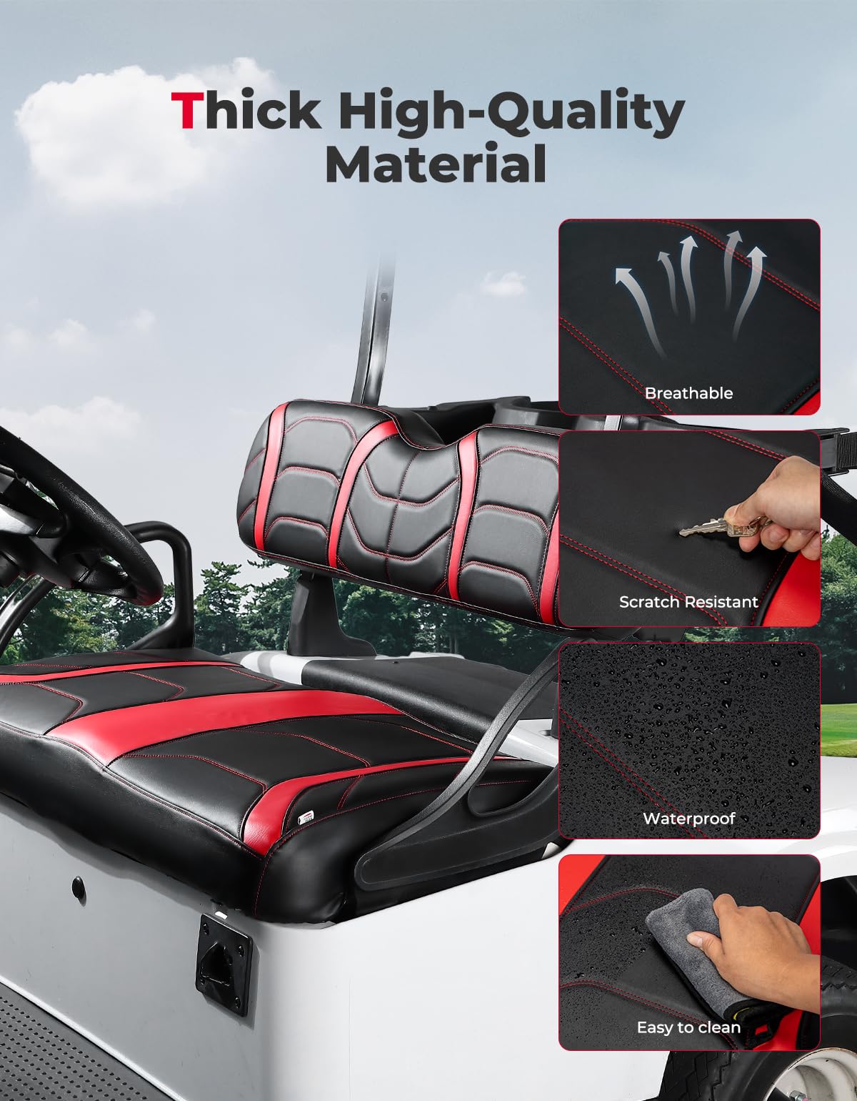 Photo of Golf Cart Front Seat Covers for EZGO RXV OEM Front Seats by Kemimoto - Premium for UTVs / Side by Sides