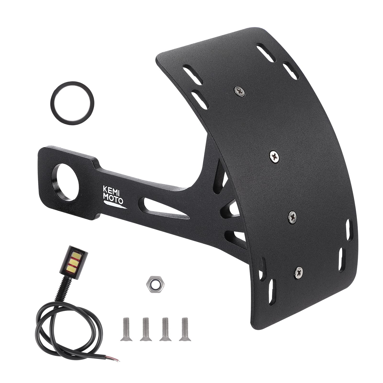 Photo of Motorcycle License Plate Bracket Universal Black by Kemimoto - Premium for UTVs / Side by Sides