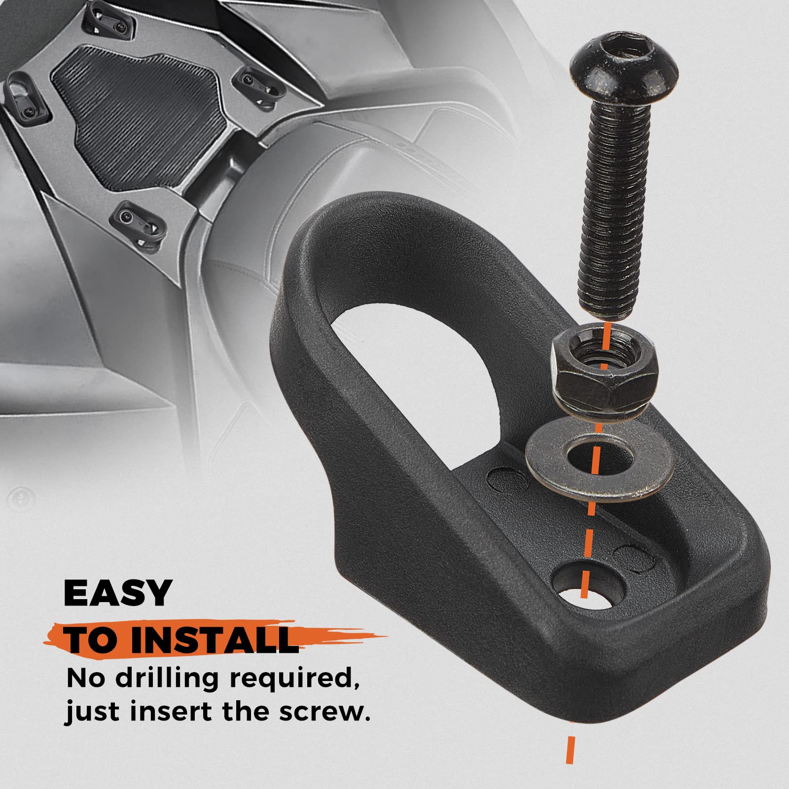 Photo of Tie Down Bracket Hook Tie-Down Anchors for Renegade by Kemimoto - Premium for UTVs / Side by Sides