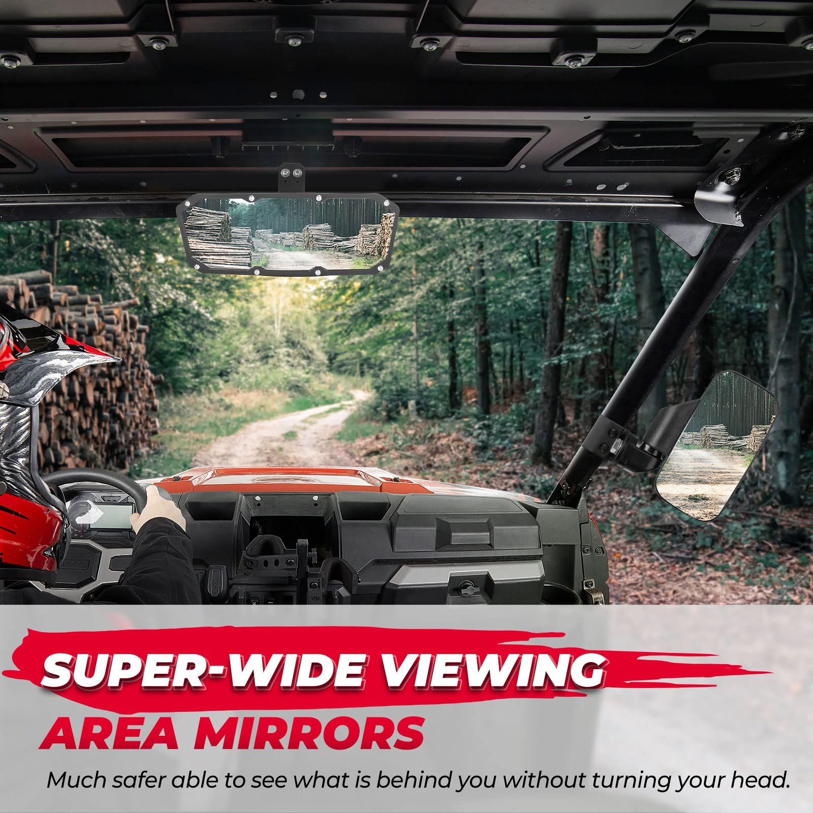 Photo of UTV Mirror Set for Ranger 500 570 900 1000 XP w/Pro-Fit tube cages by Kemimoto - Premium for UTVs / Side by Sides