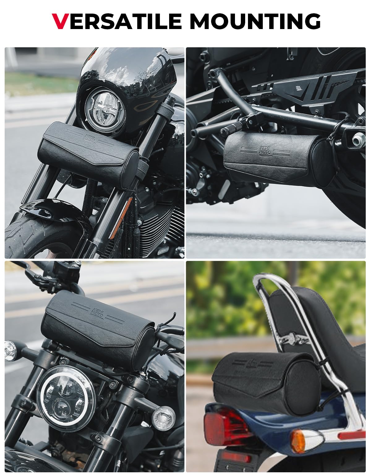 Photo of Motorcycle Fork Handlebar Bag for Harley by Kemimoto - Premium for UTVs / Side by Sides