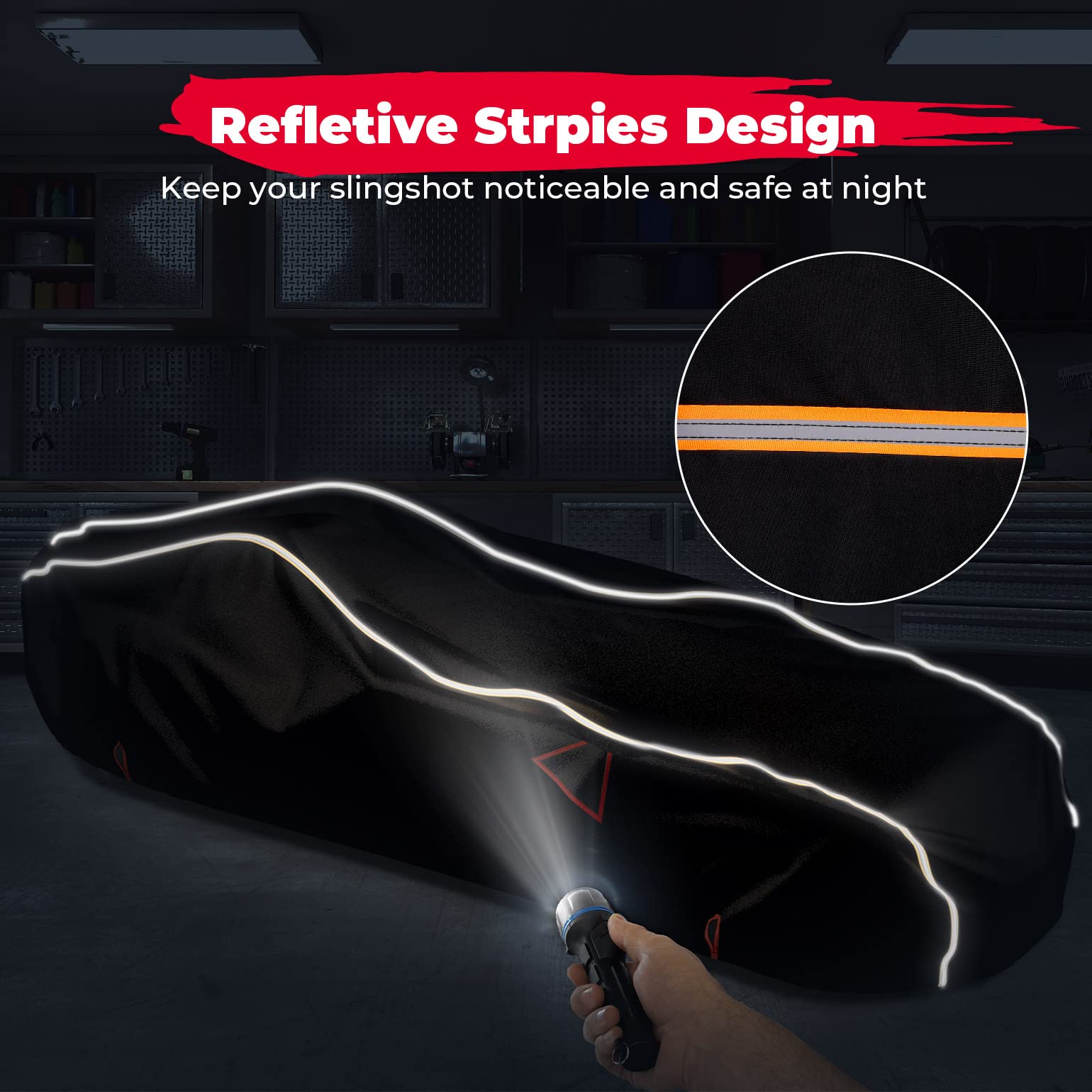 Photo of Kemimoto Full Cover with Reflective Strips For Polaris Slingshot S/R/SL/SLR/GT by Kemimoto - Premium for UTVs / Side by Sides