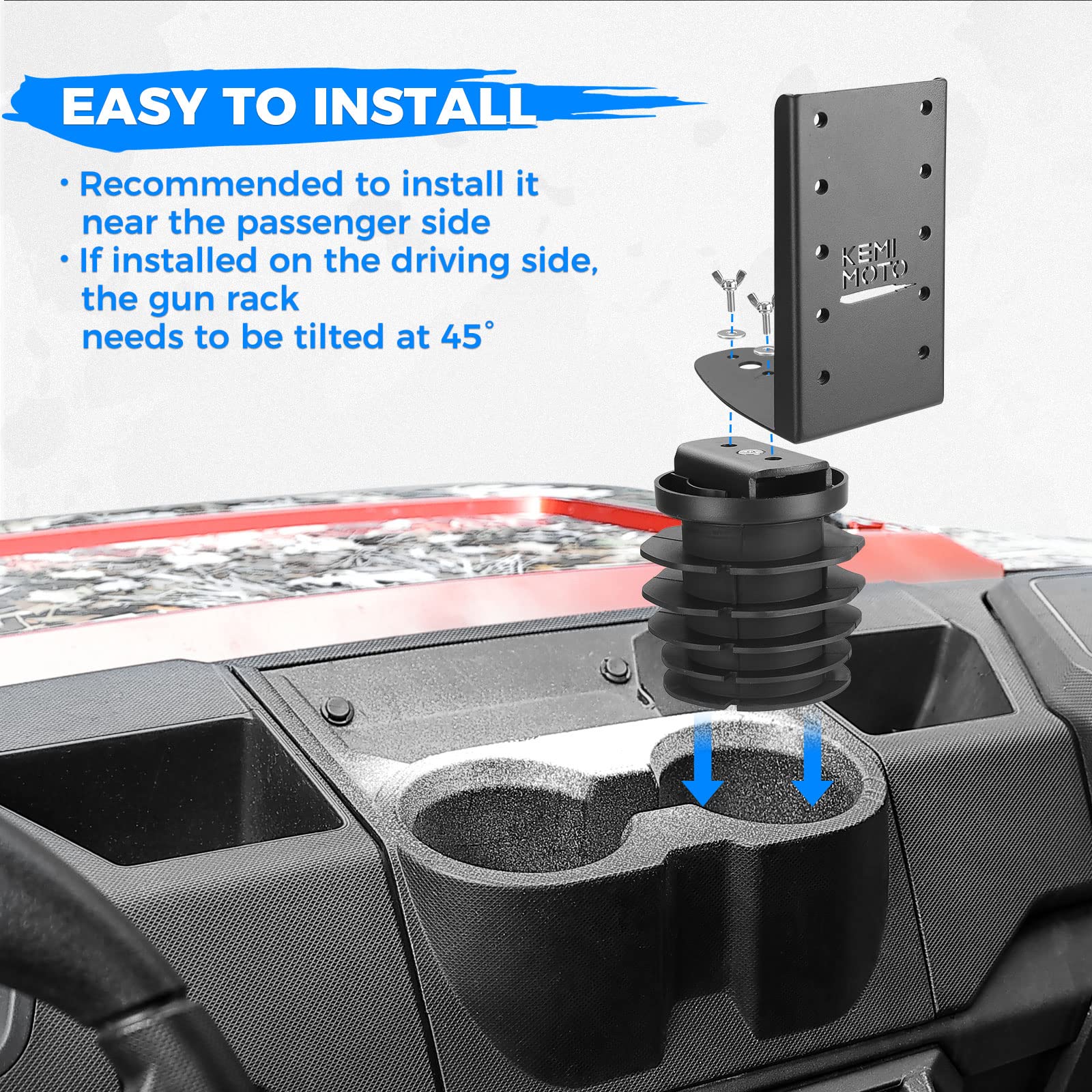 Photo of UTV Rifle Gun Holder for Polaris Ranger & General by Kemimoto - Premium for UTVs / Side by Sides