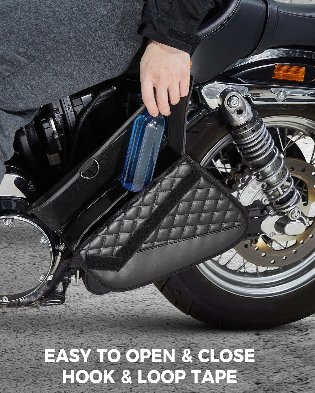 Photo of Swingarm Leather Side Bags for Sportster Iron 883 1200 Street 750 Forty Eight by Kemimoto - Premium for UTVs / Side by Sides