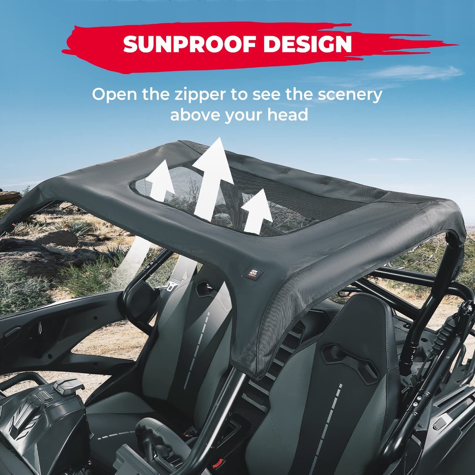 Photo of Ventilated Soft Top with Zipper Design for CFMOTO ZFORCE 950 by Kemimoto - Premium for UTVs / Side by Sides