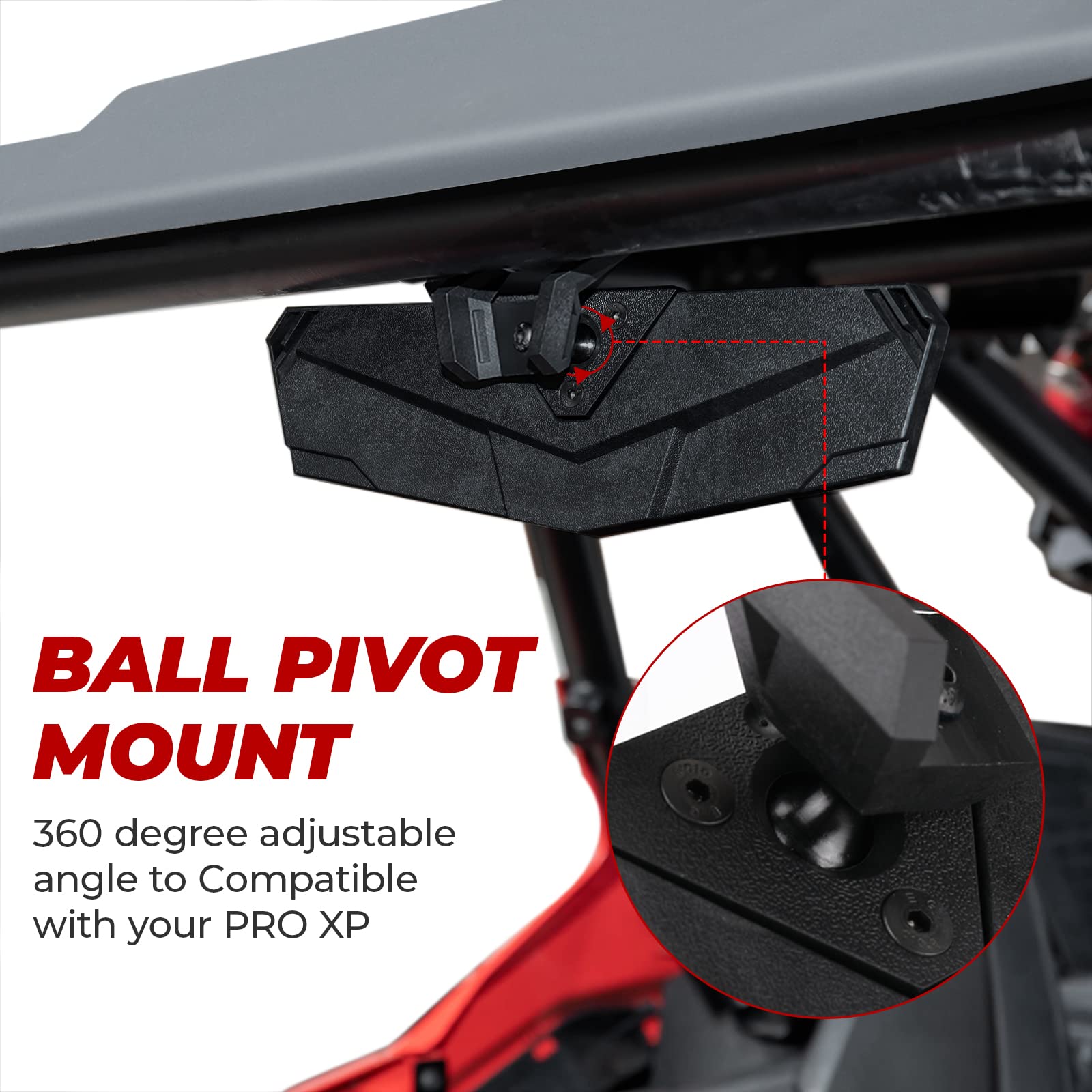 Photo of Kemimoto Center Rear View Mirror for Polaris RZR PRO XP / 4, Turbo R /4, RZR XP 1000 by Kemimoto - Premium for UTVs / Side by Sides