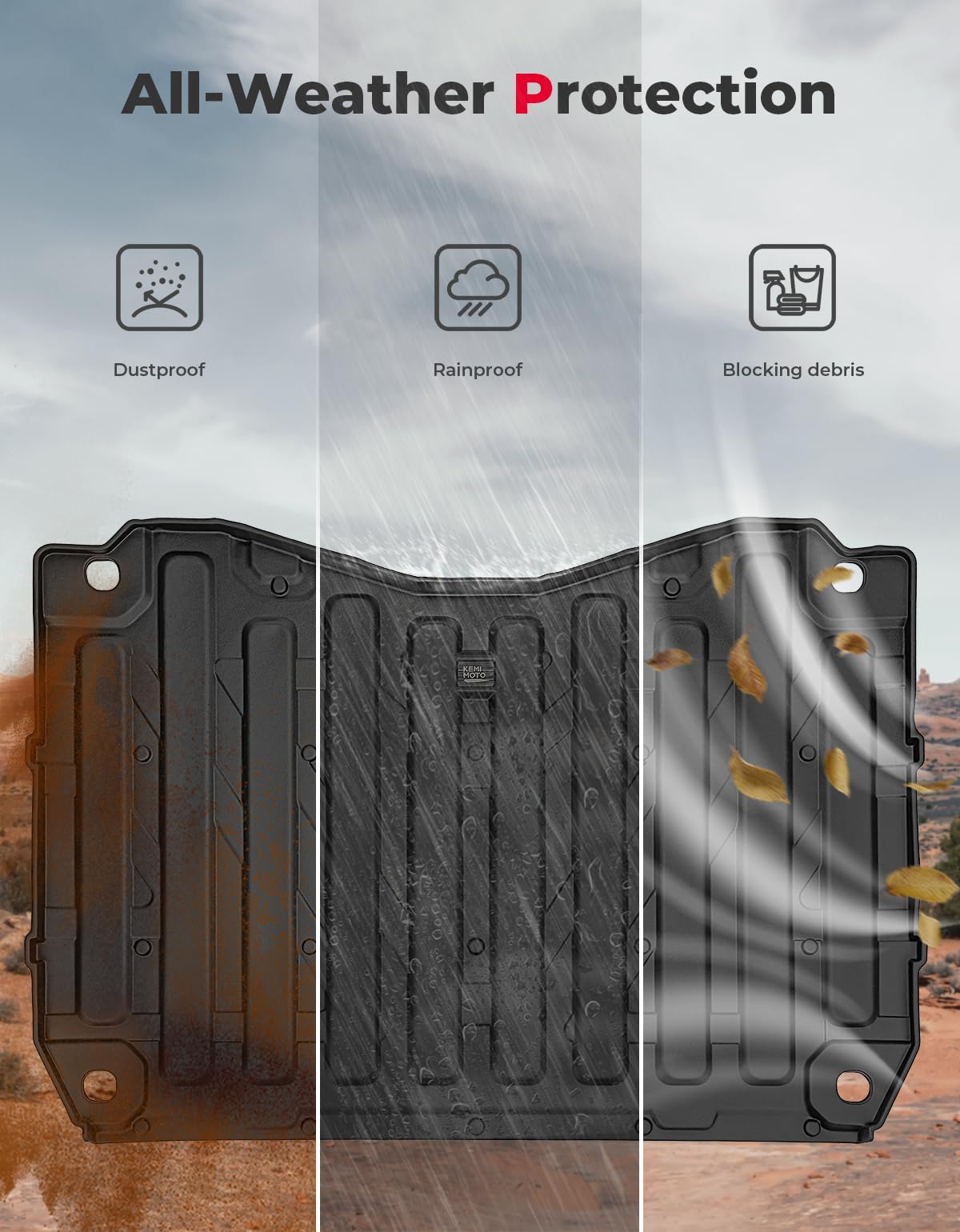 Photo of UTV Bed Liner Mat for Honda Pioneer 1000/ 1000-6 2016-2024 by Kemimoto - Premium for UTVs / Side by Sides