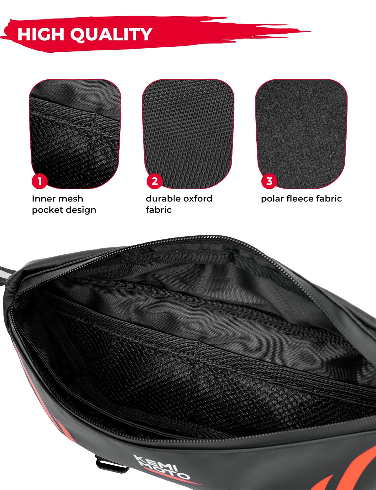 Photo of Universal Motorcycle Handlebar Bag for Dirt Bike,Scooter by Kemimoto - Premium for UTVs / Side by Sides