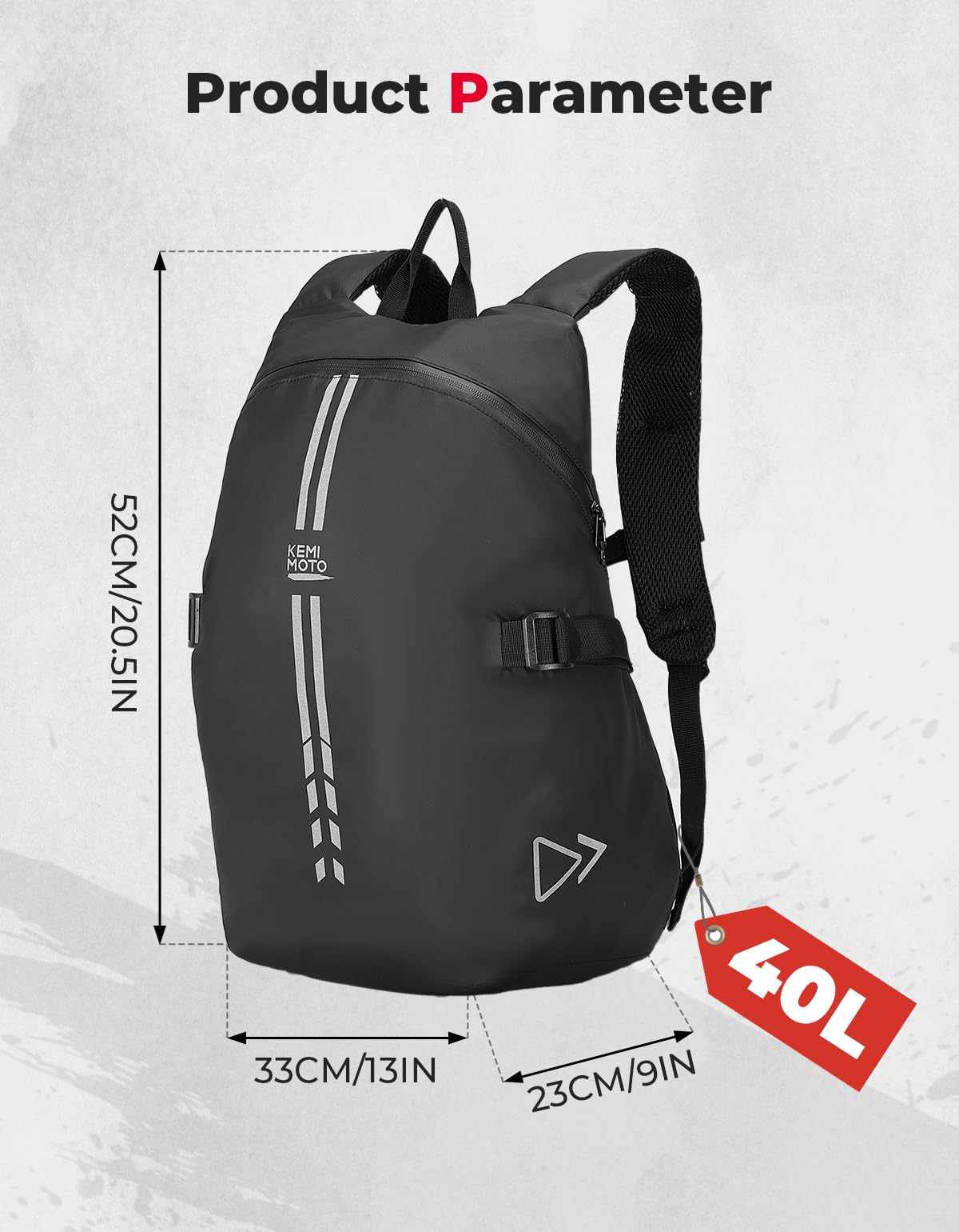 Photo of Motorcycle Backpack, 40L Waterproof Helmet Bag by Kemimoto - Premium for UTVs / Side by Sides