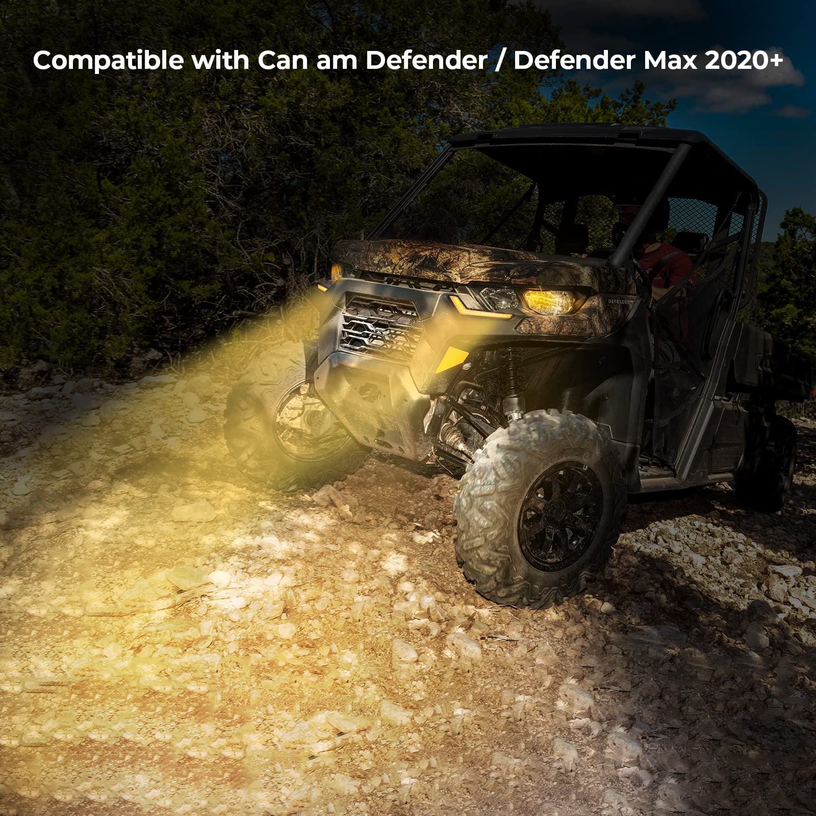 Photo of DRL Signal Light & Whip Lights For Can-Am Defender by Kemimoto - Premium for UTVs / Side by Sides