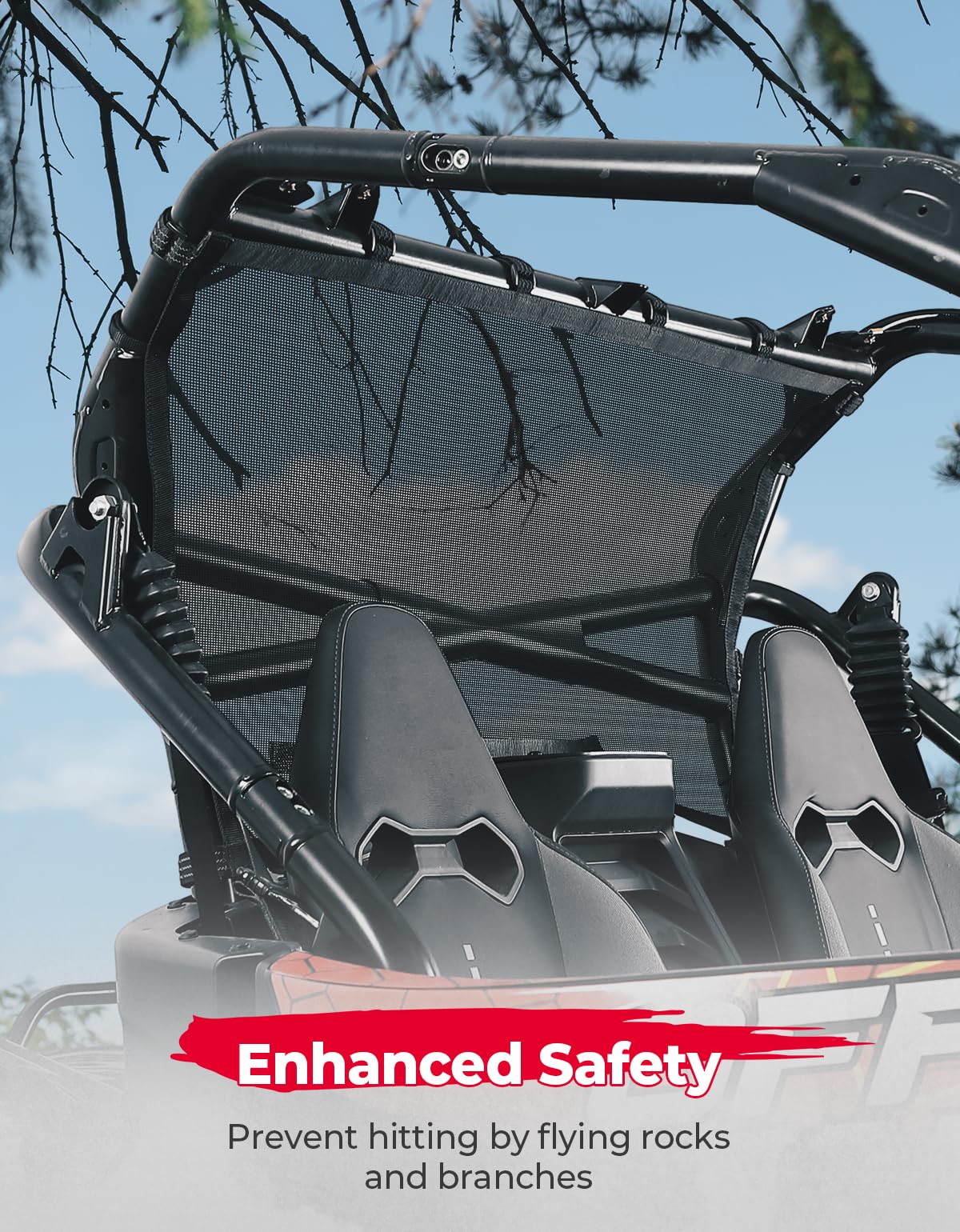 Photo of Rear Window Nets For CFMOTO ZForce 950 2020+ by Kemimoto - Premium for UTVs / Side by Sides