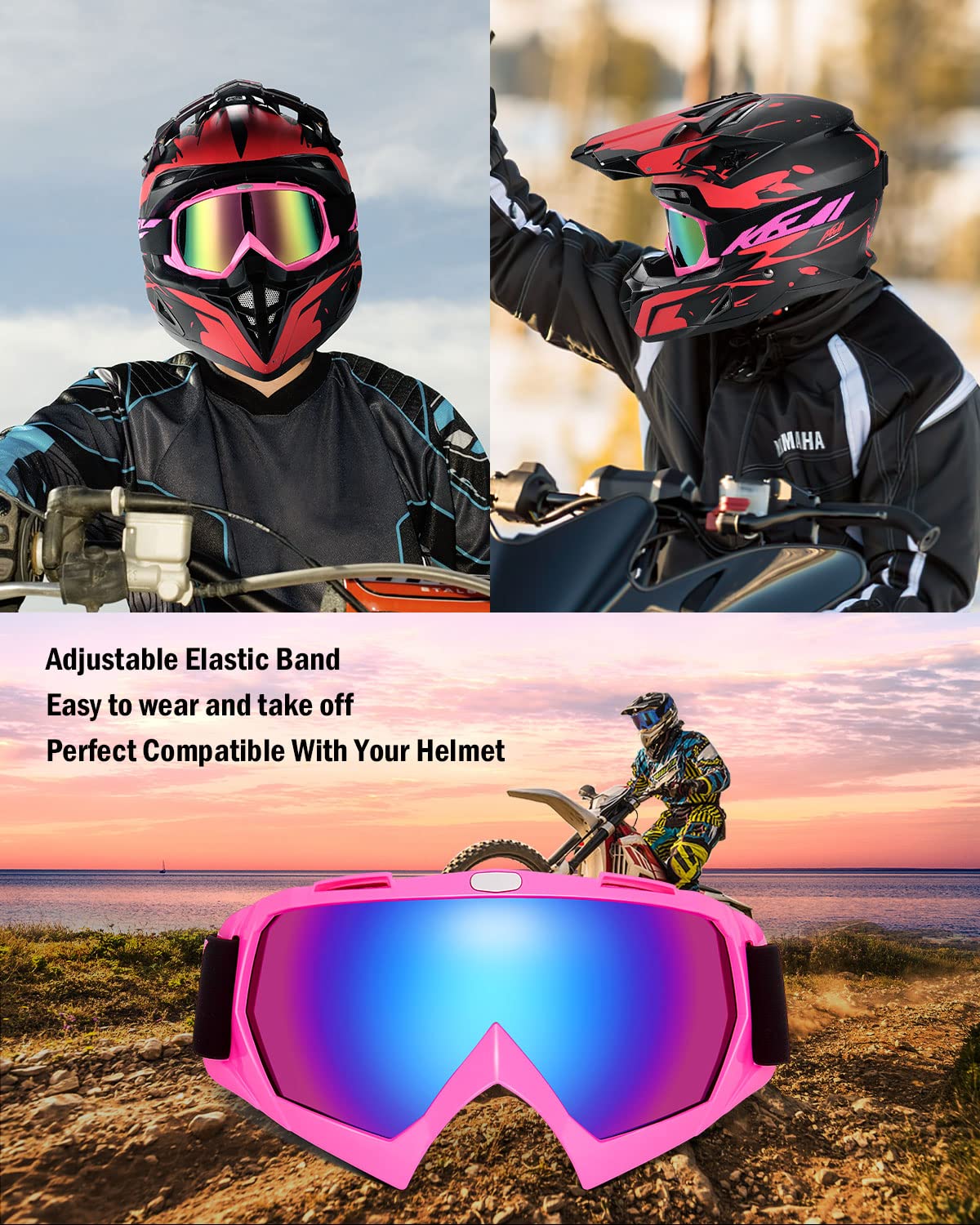 Photo of ATV Motorcycles Rose Riding Goggles by Kemimoto - Premium for UTVs / Side by Sides