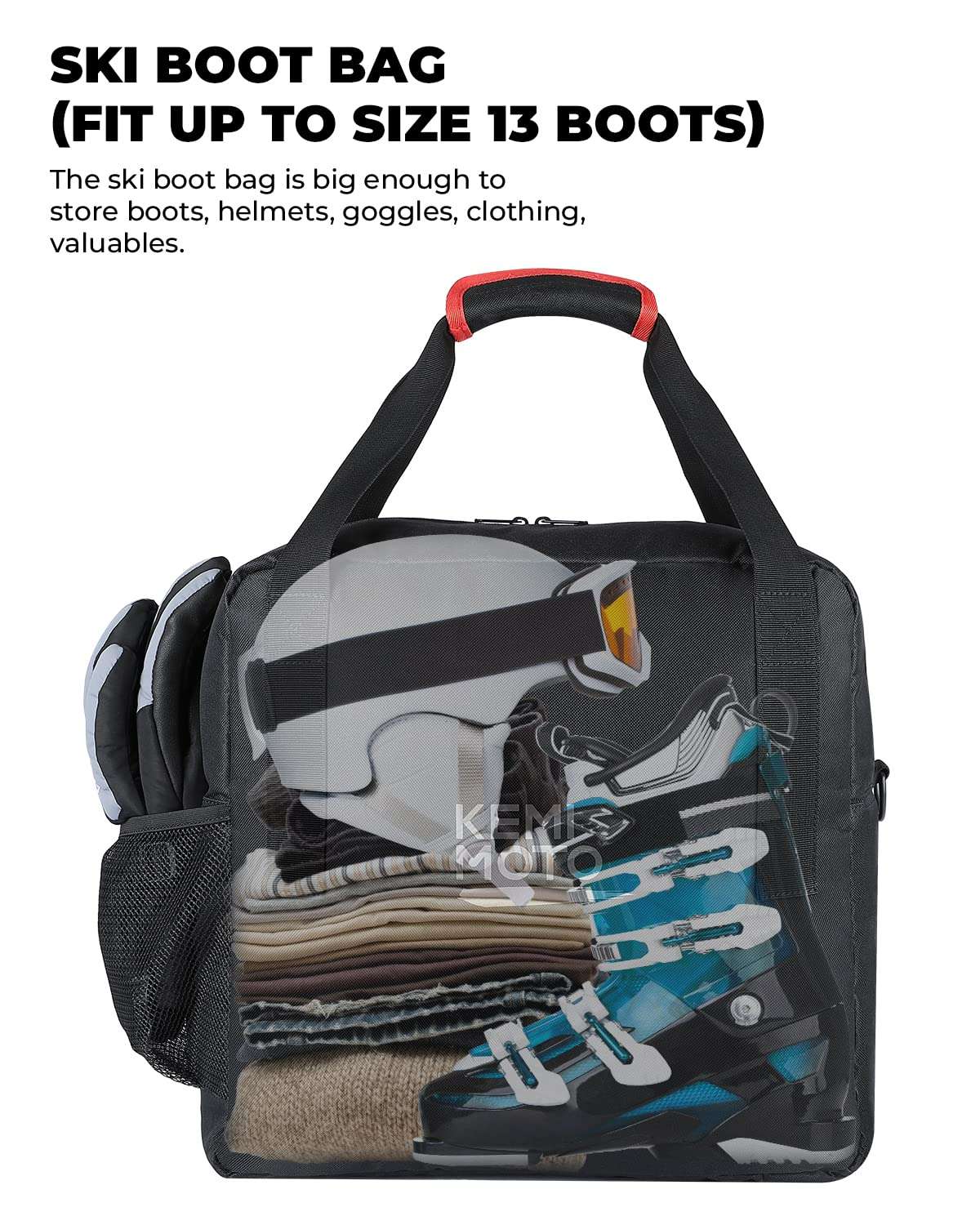 Photo of Ski Bag & Boot Bag Combo Fit Skis Up to 78.74 inches ( Red ) by Kemimoto - Premium for UTVs / Side by Sides