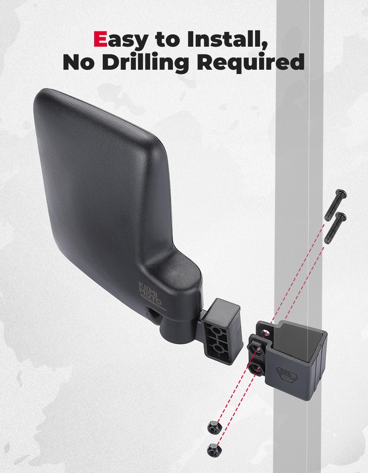 Photo of No-Drill Golf Cart Side Mirrors for EZGO, Club Car, Drive2, ICON by Kemimoto - Premium for UTVs / Side by Sides