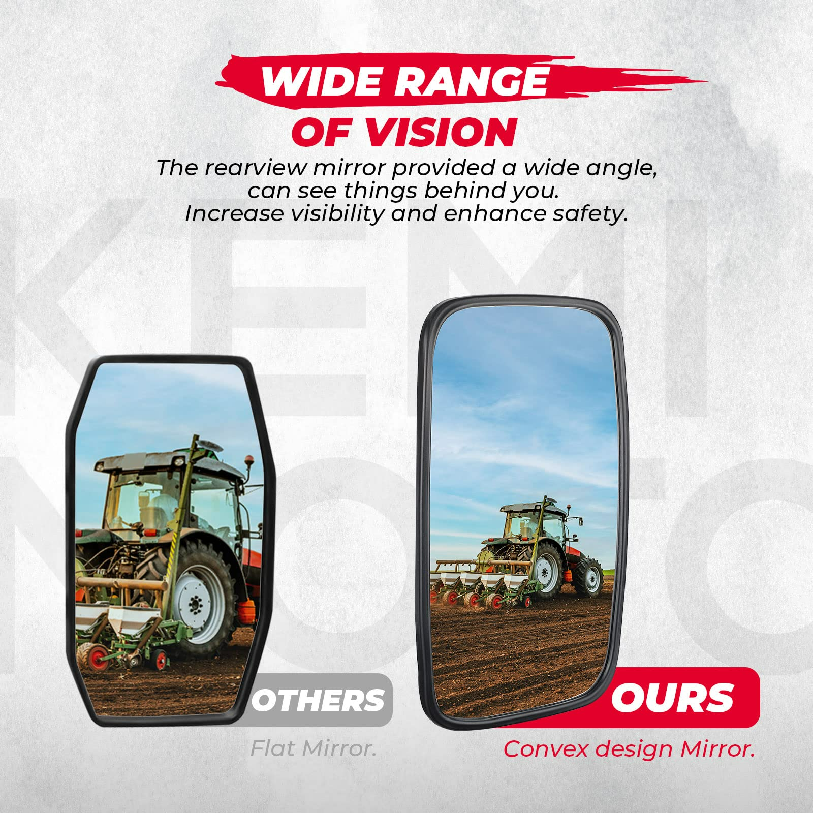 Photo of Tractor Replacement Side Mirror by Kemimoto - Premium for UTVs / Side by Sides