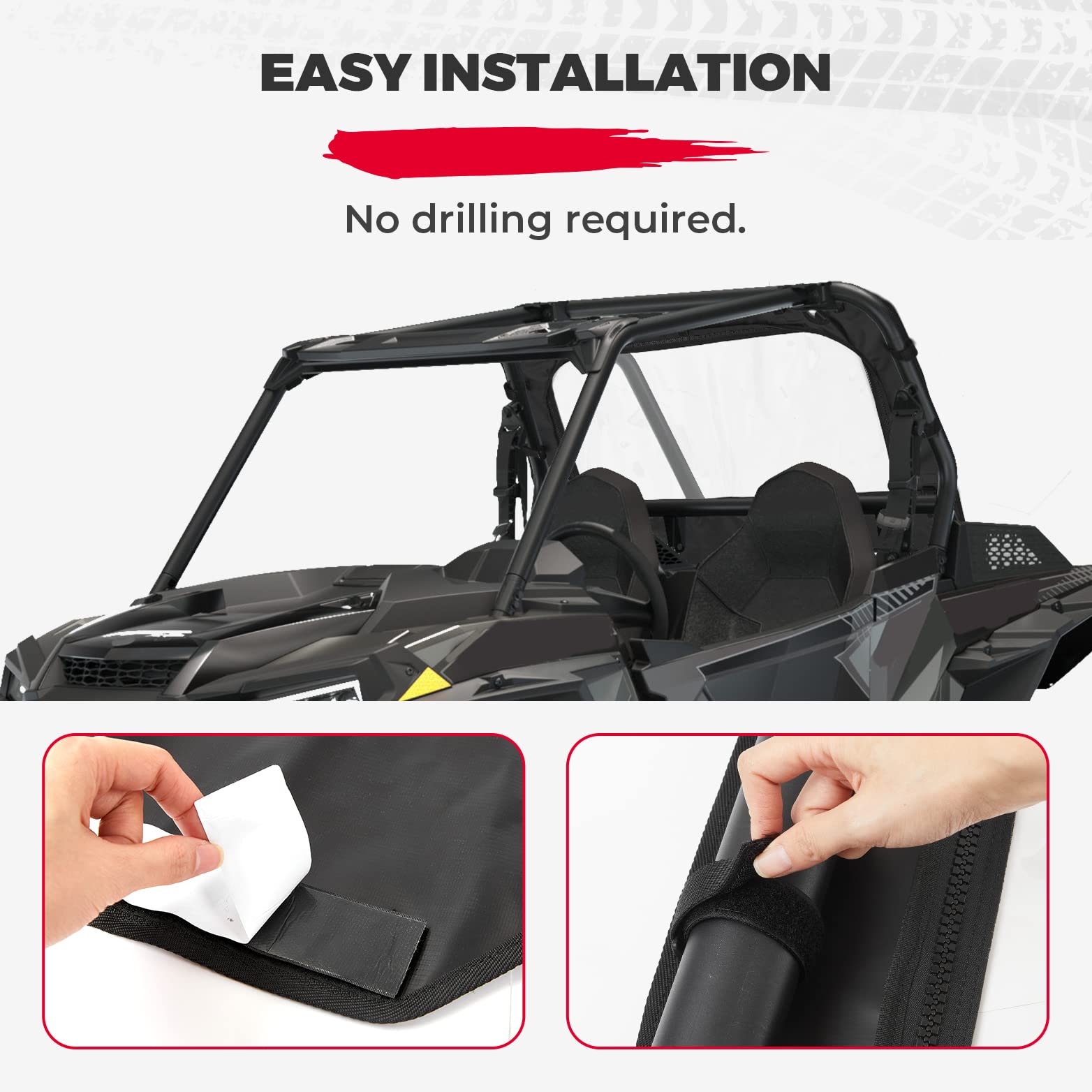 Photo of Soft Rear Windshield for Polaris RZR XP 1000 /4 2014-2023 by Kemimoto - Premium for UTVs / Side by Sides