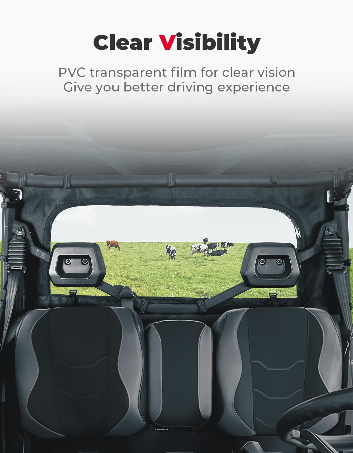 Photo of Soft Rear Windshield with Zipper for Can-Am Defender HD10|9|8|7|5 by Kemimoto - Premium for UTVs / Side by Sides