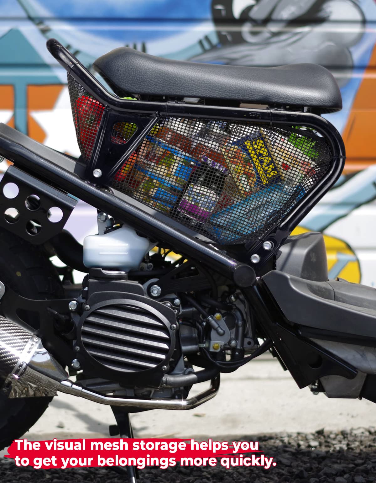 Photo of Underseat Mesh Storage for Scooter Ruckus 2010-2024 by Kemimoto - Premium for UTVs / Side by Sides