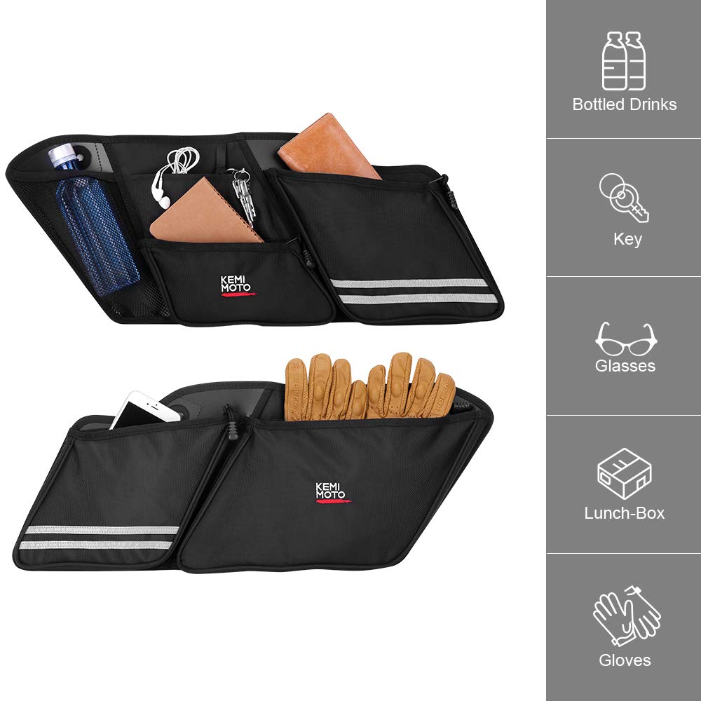 Photo of Motorcycle Touring Saddle Bags Organizers (2 Pack) by Kemimoto - Premium for UTVs / Side by Sides
