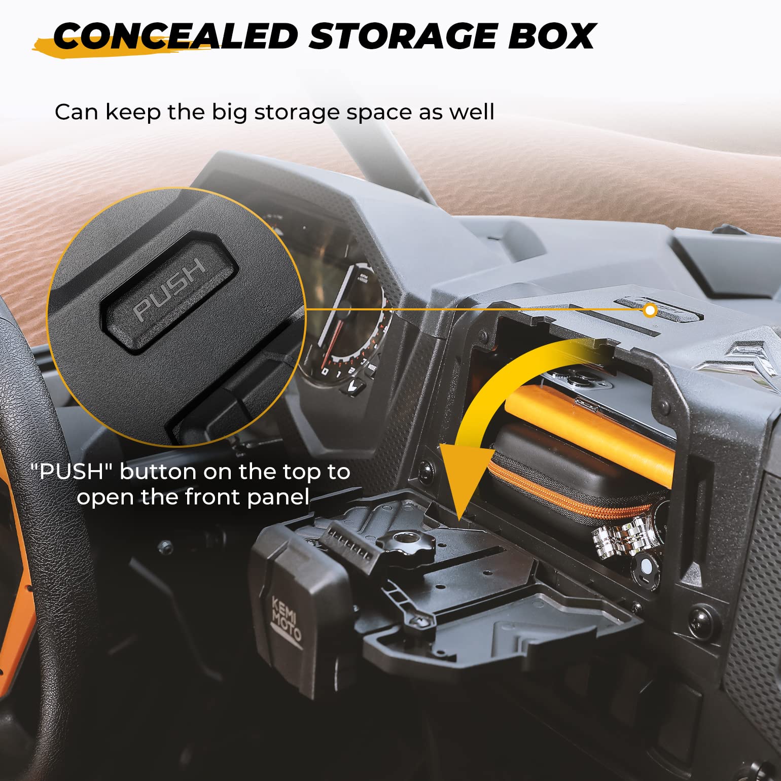 Photo of Electric Device GPS Mount Storage Box for Polaris RZR XP 1000/ XP Turbo by Kemimoto - Premium for UTVs / Side by Sides