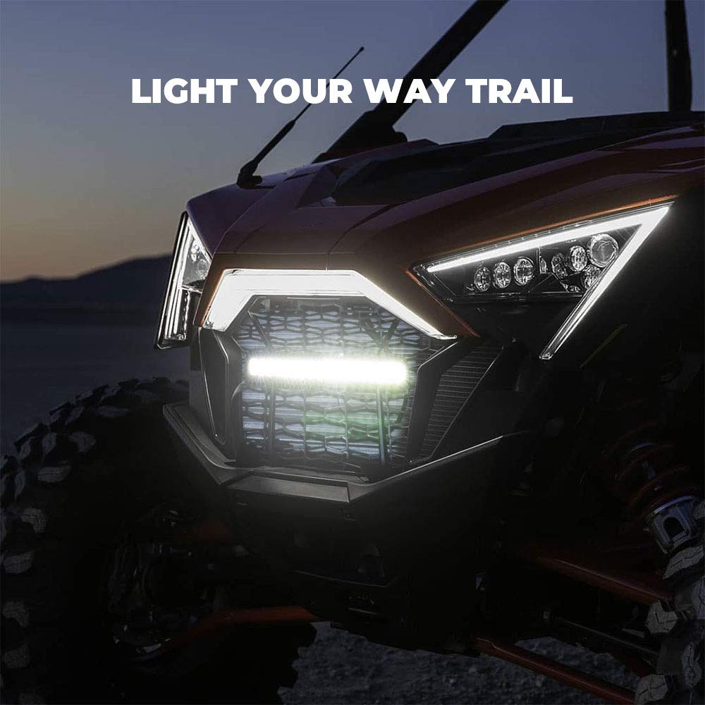 Photo of Kemimoto Front Mesh Grill with LED Light Bar for Polaris RZR PRO XP/TURBO R by Kemimoto - Premium for UTVs / Side by Sides