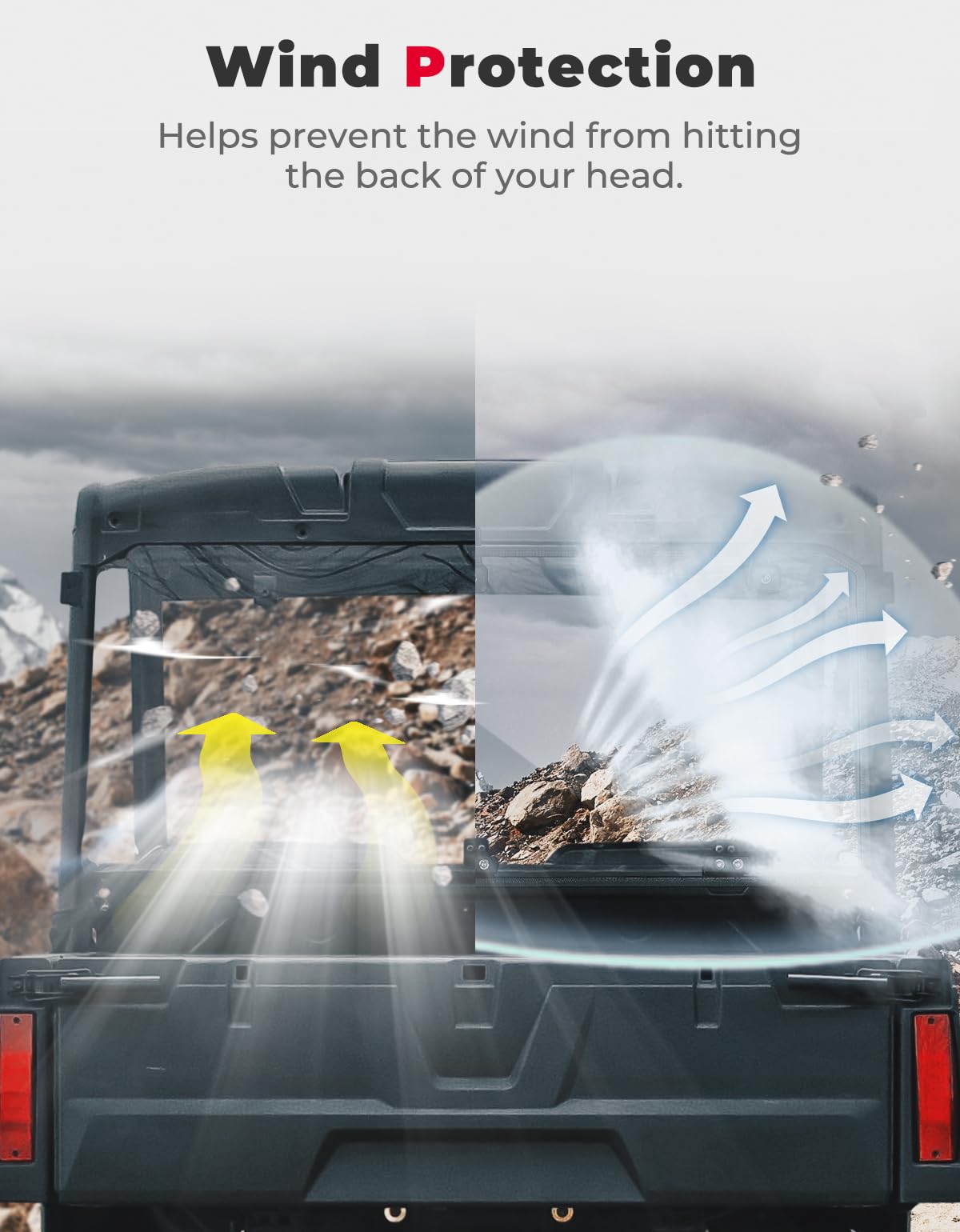 Photo of Midsize 570 Rear Windshield for Polaris Ranger 500 / Crew 570 / ETX by Kemimoto - Premium for UTVs / Side by Sides