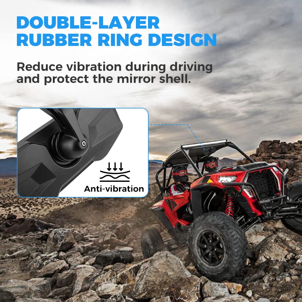 Photo of Rear View Center Mirror for 1.75” Roll Bar for Polaris RZR by Kemimoto - Premium for UTVs / Side by Sides