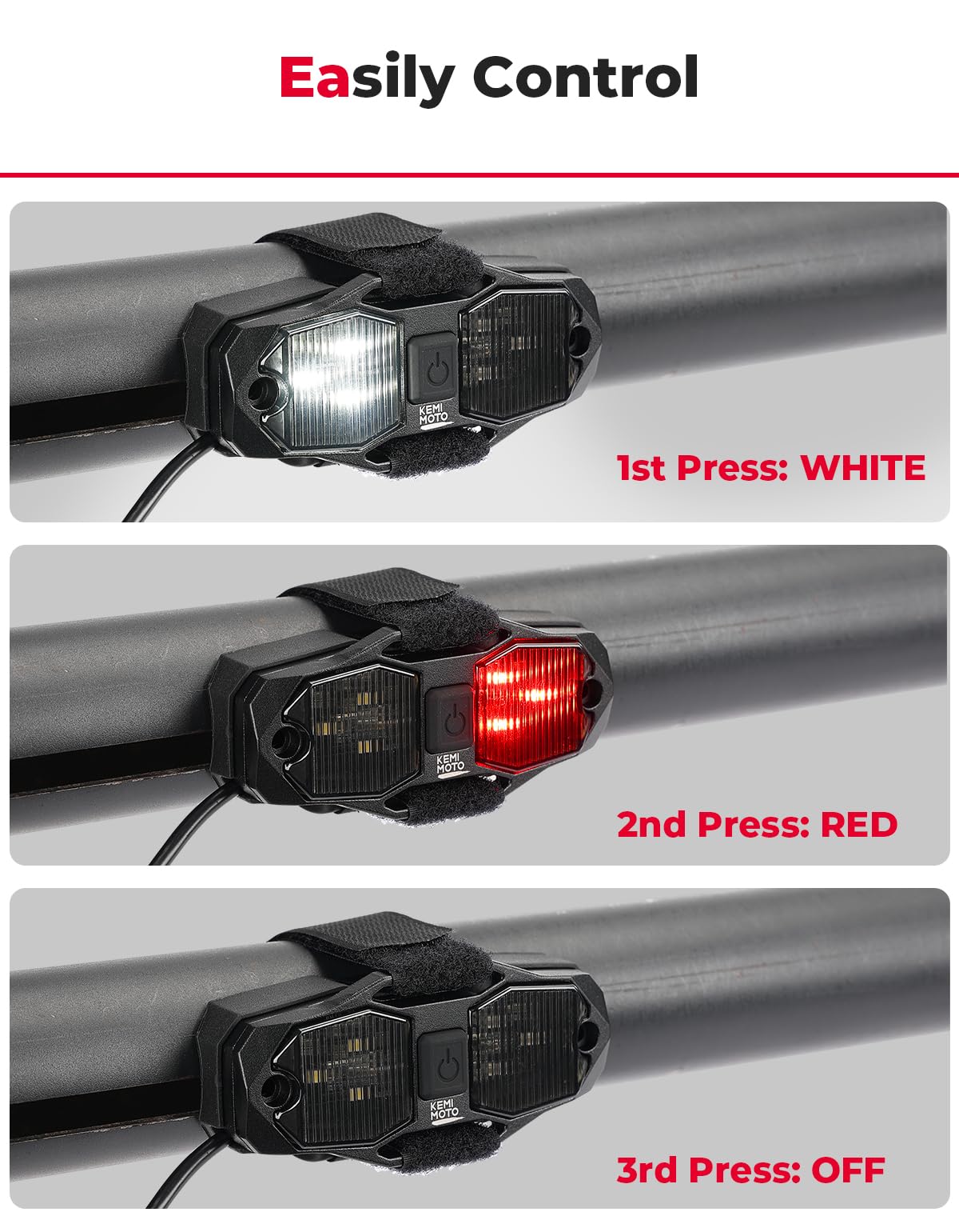Photo of Universal Waterproof LED Light for Cab Roll Cage by Kemimoto - Premium for UTVs / Side by Sides